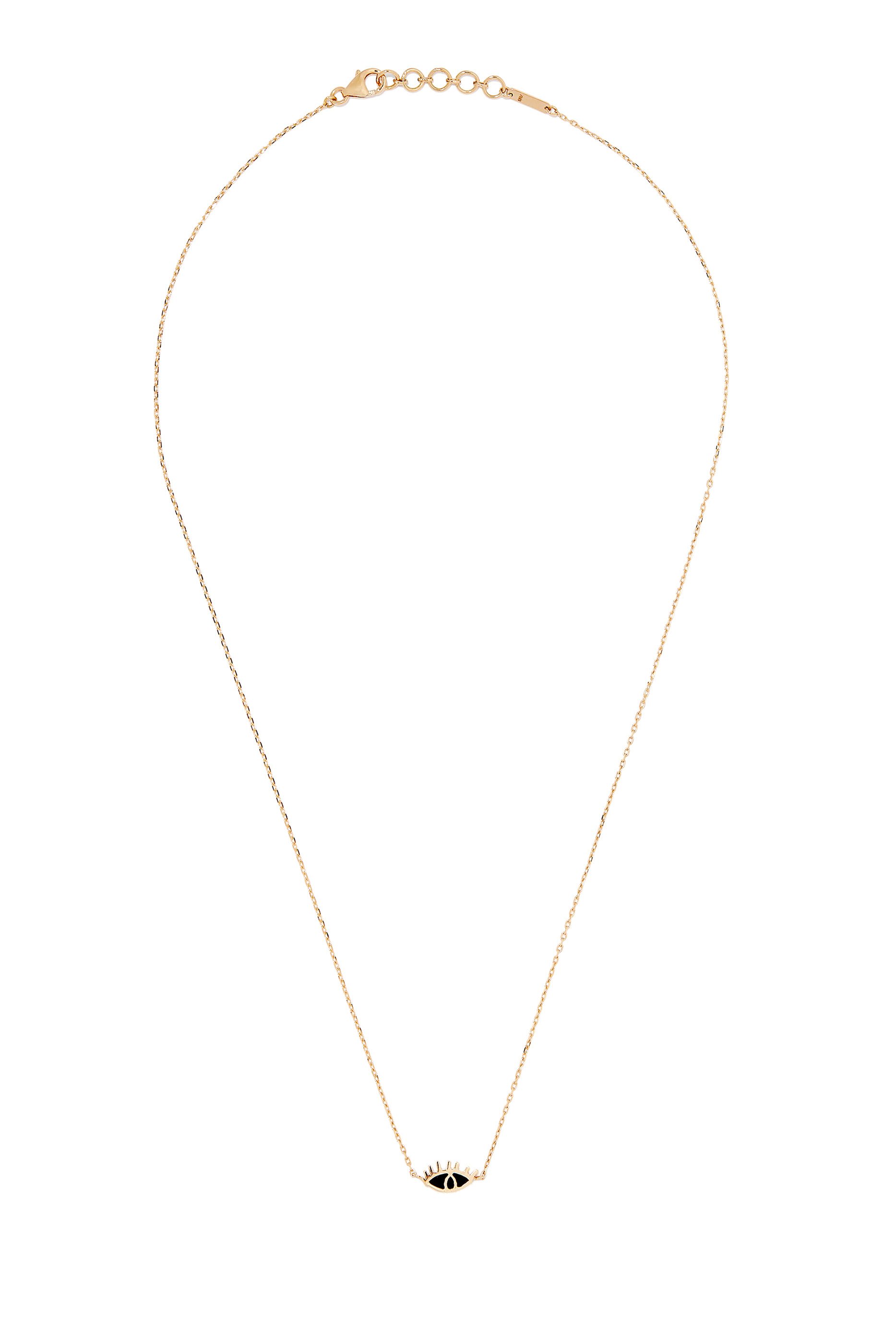 قلادة ذهب أصفر بحلية بتصميم عين حسود