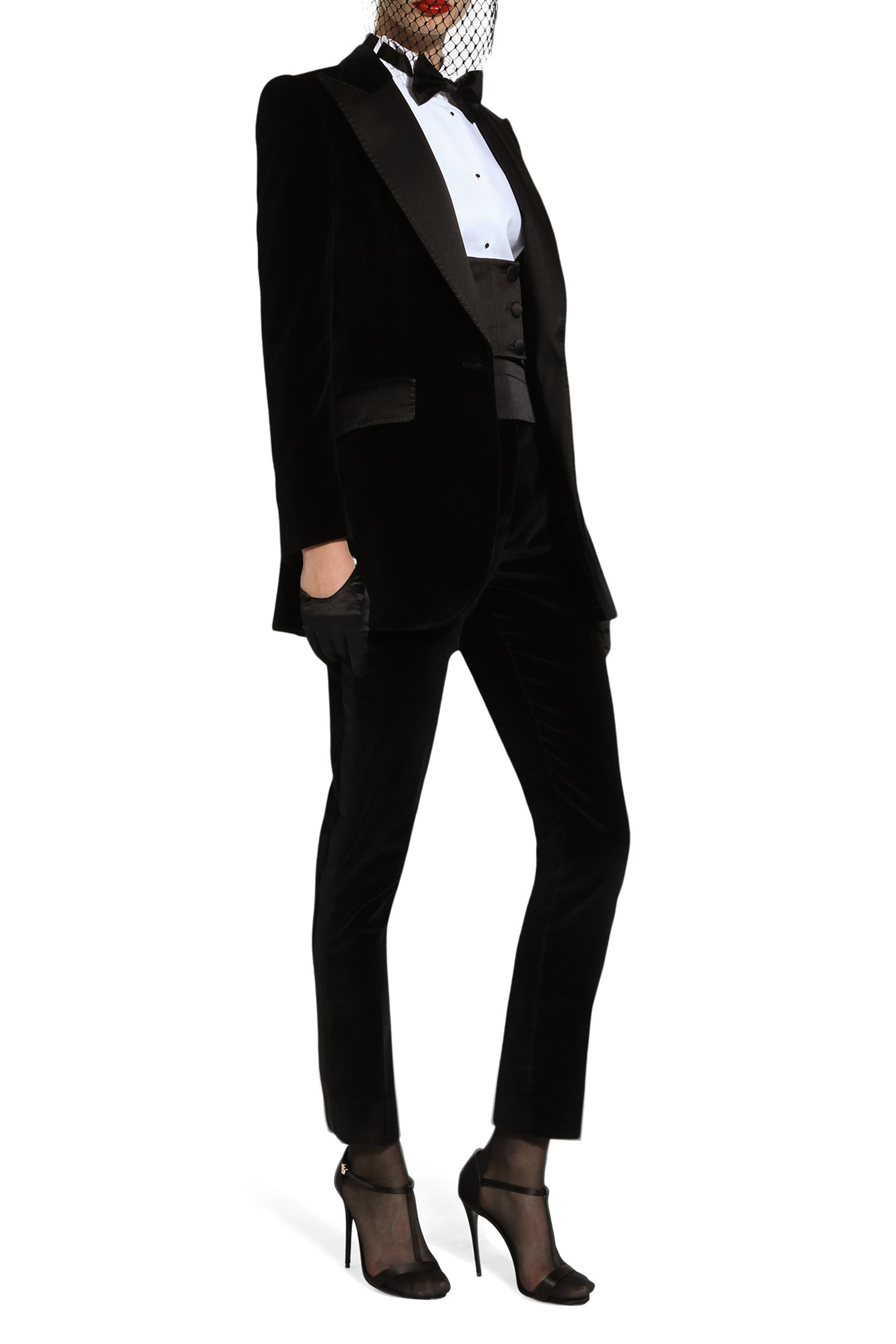 جاكيت سهرة  تورلينجتون مخملي بصف أزرار