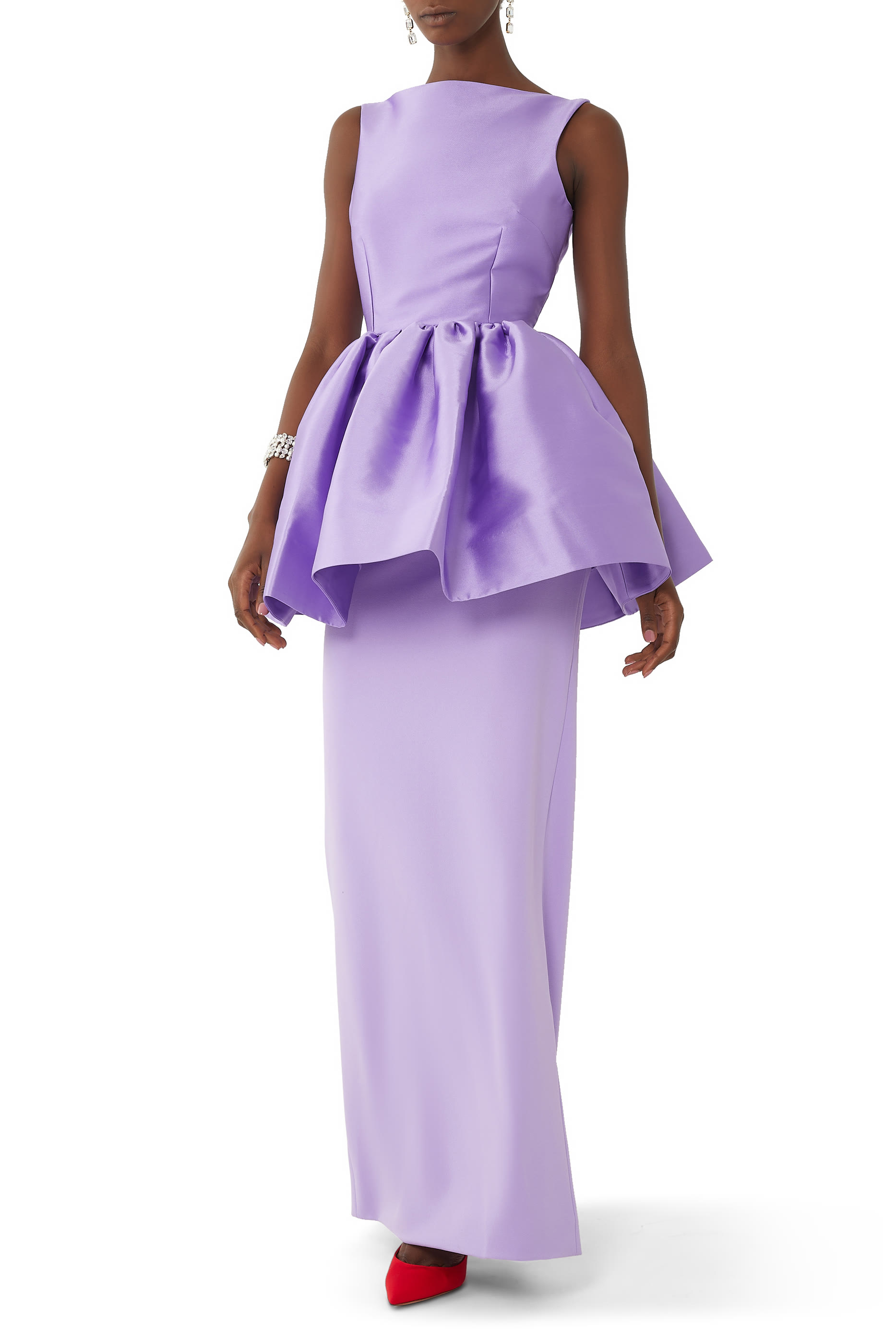 فستان ألدا طويل بكشكش