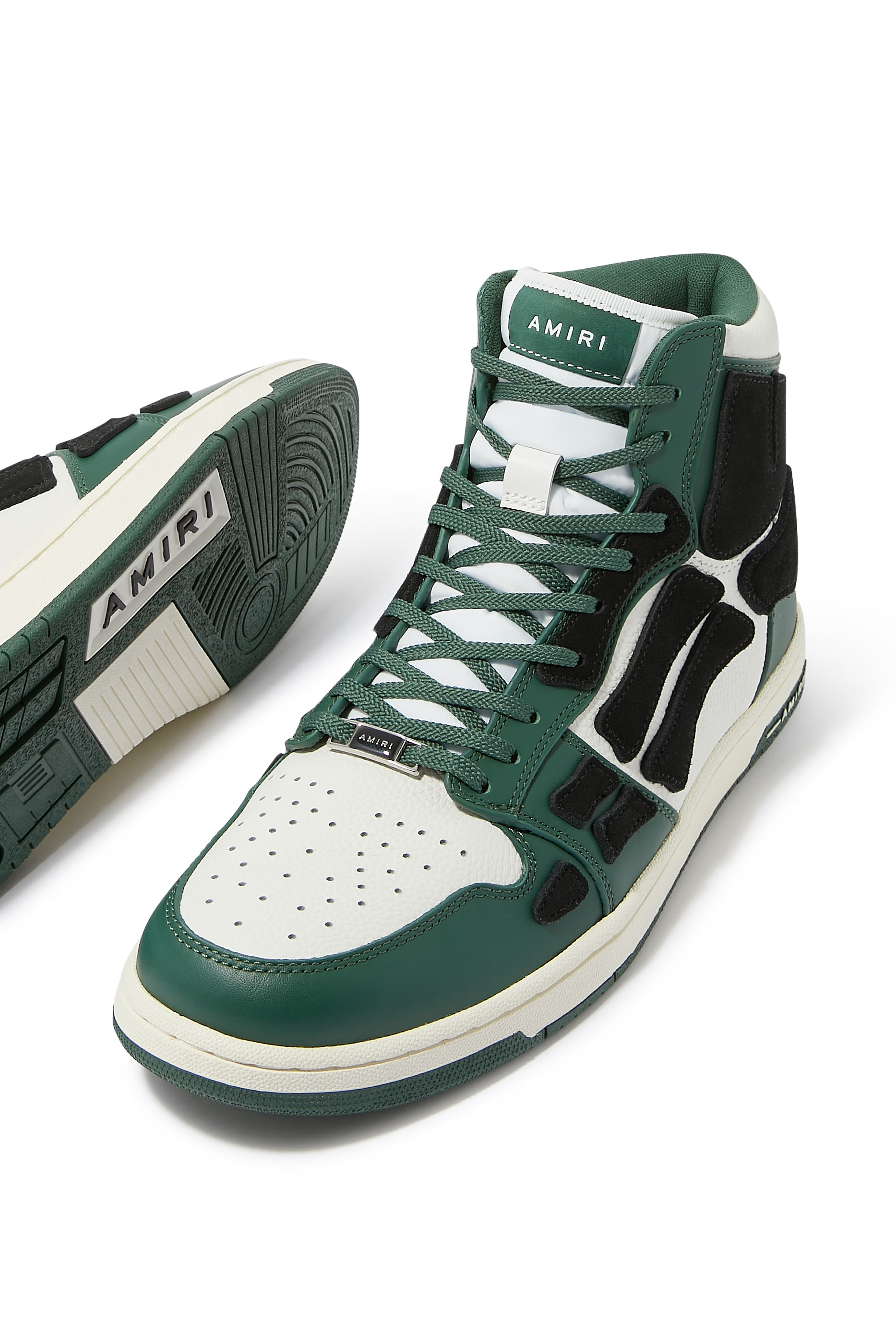 سنيكرز جلد برقع هيكل عظمي وكاحل مرتفع