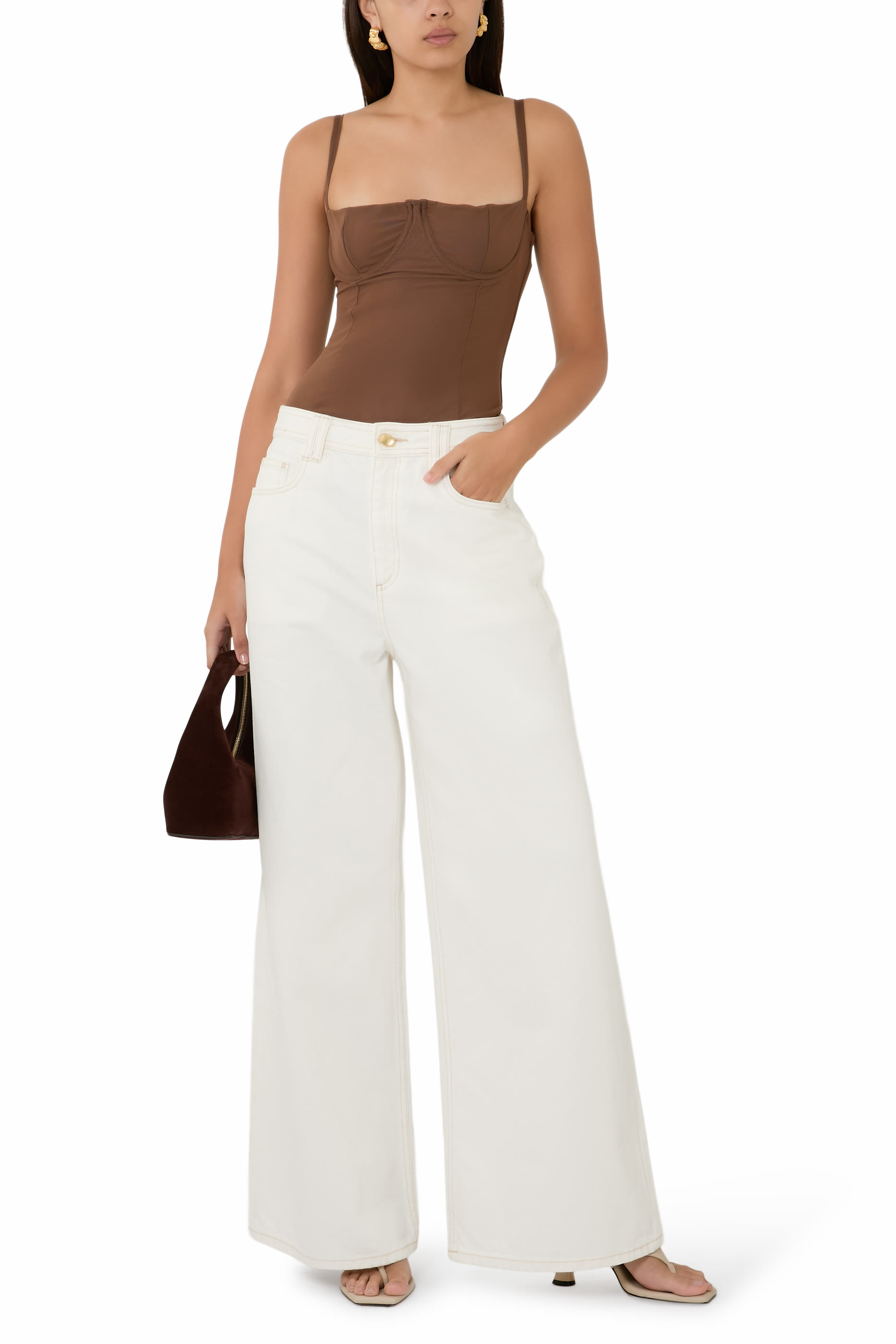 بنطال جينز ريلان بقصة ساق واسعة