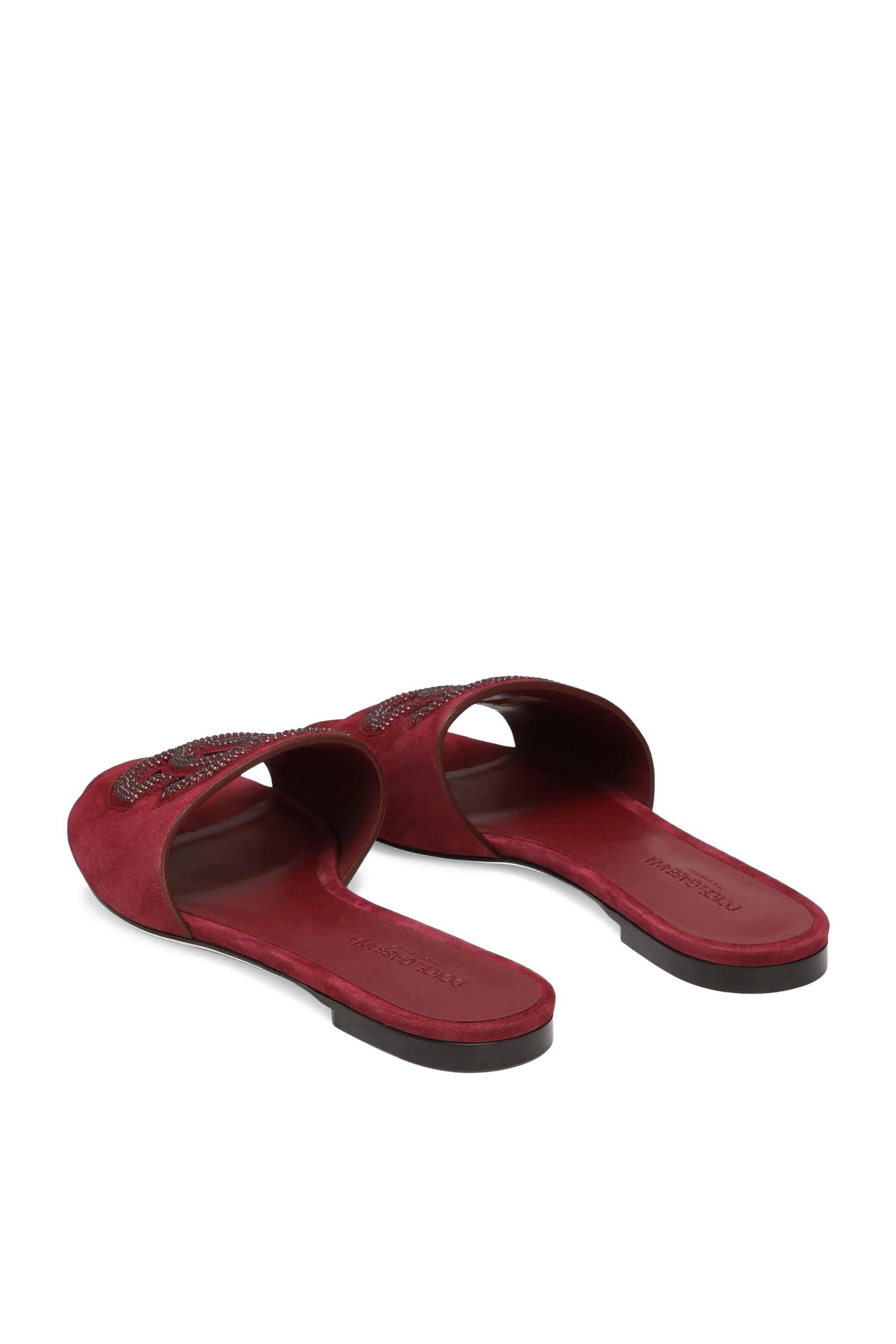  حذاء مفتوح من الخلف مزين بشعار الماركة مرصع بأحجار الراين شمواه