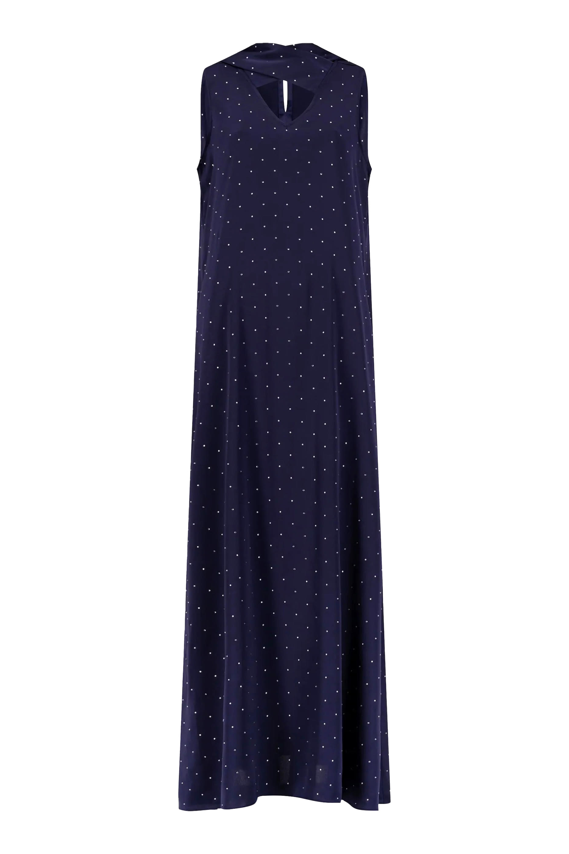 فستان/عباية/ بشت بلا أكمام برباط على العنق وحلي ستان