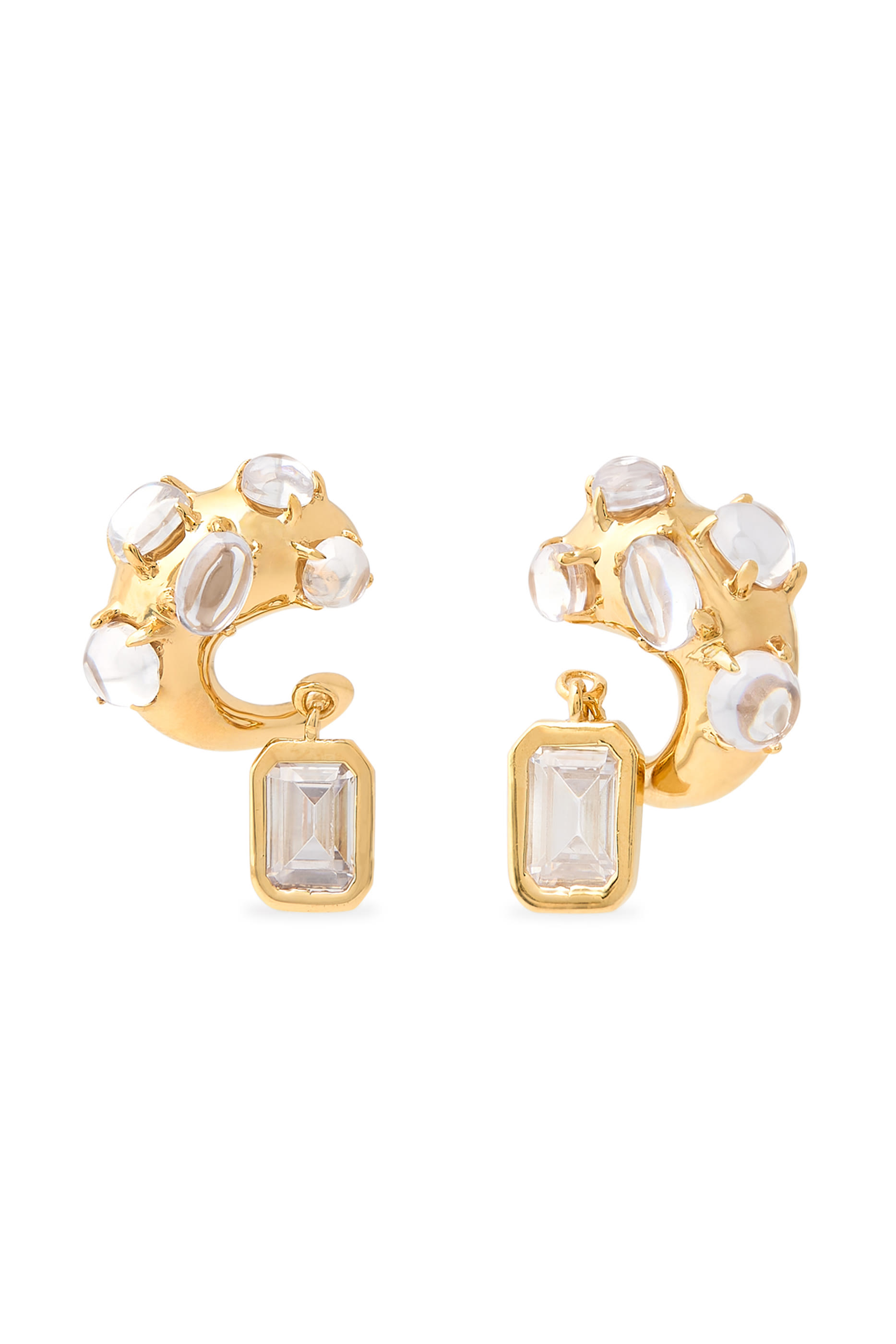 أقراط جوثيكا نانو متدلية بأحجار مقطعة بتصميم زمردي