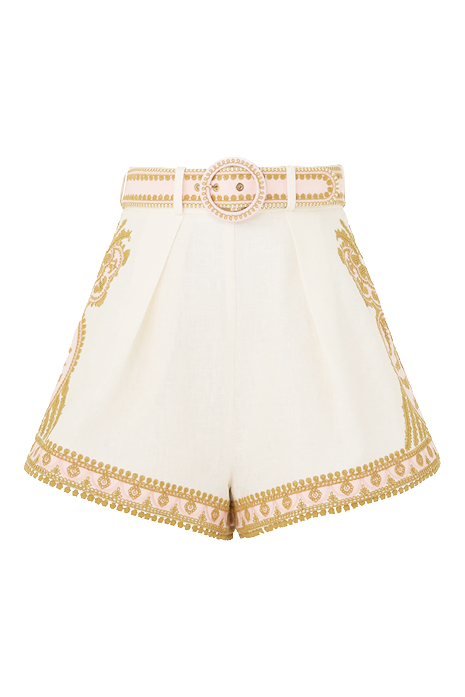 شورت ويفرلي بطيات وتطريزات