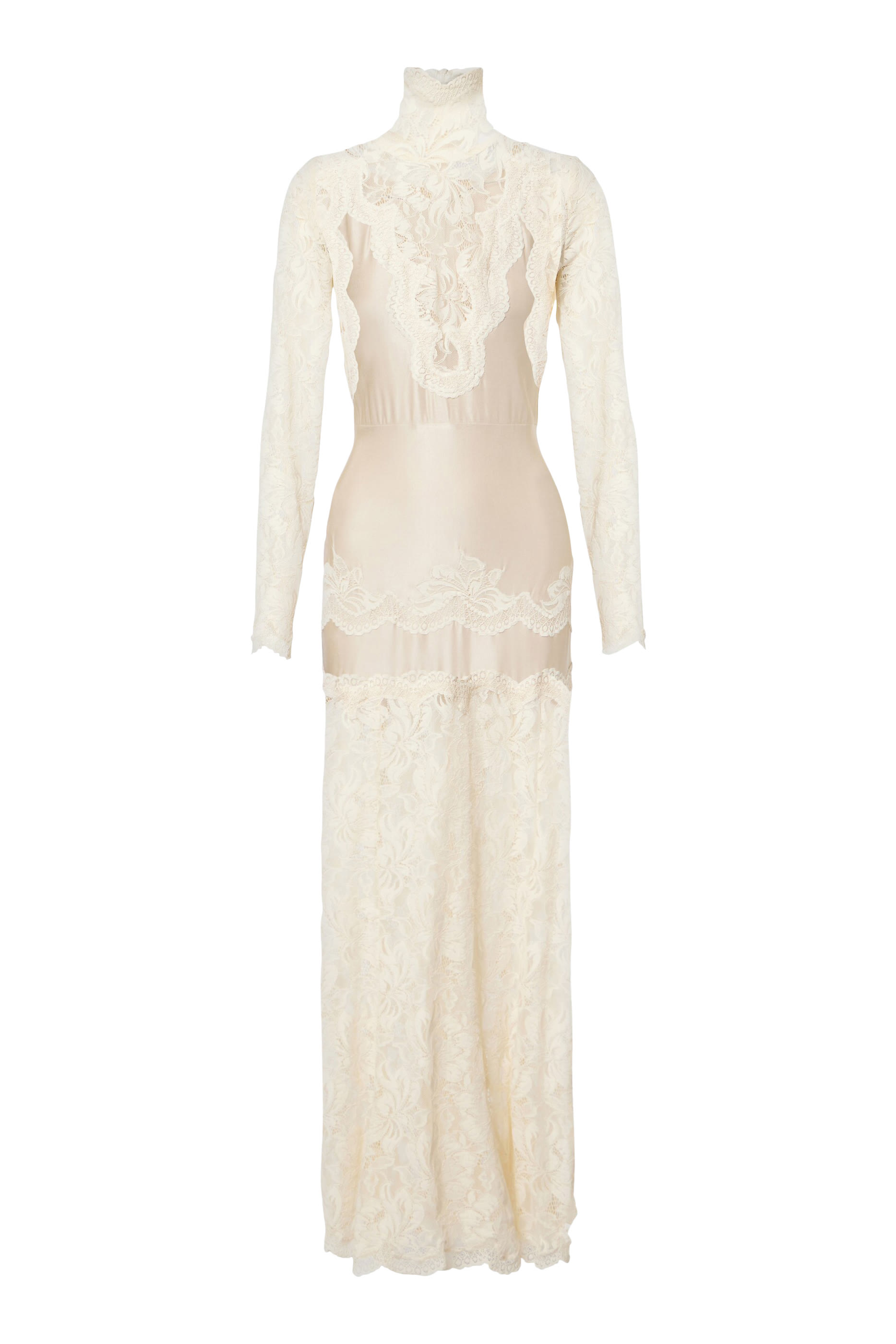 فستان طويل دانتيل وحرسيه