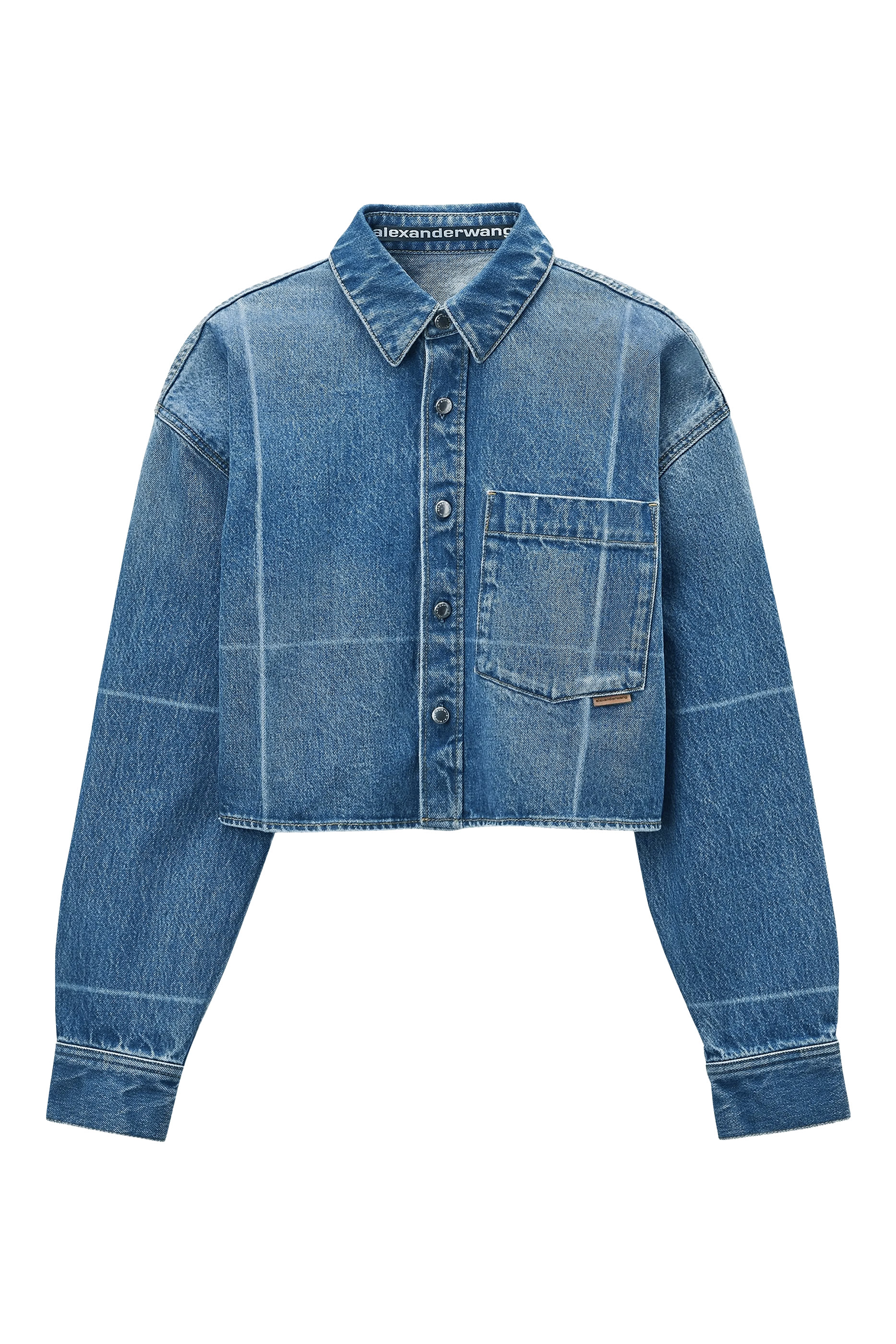 Foldline Denim Crop Shirt