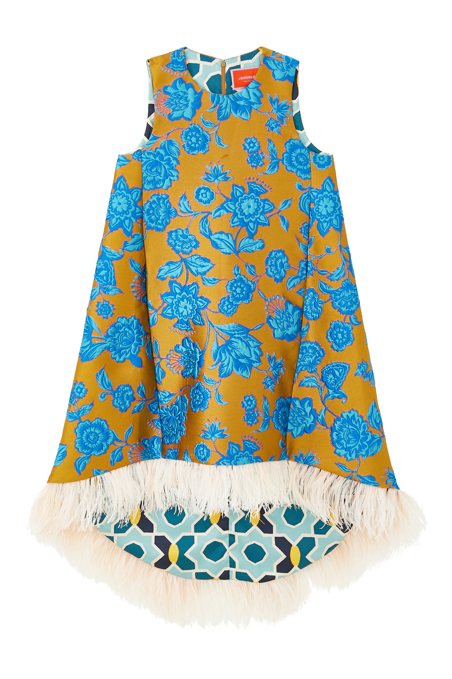 فستان لا سكالا مرتفع مع ريش