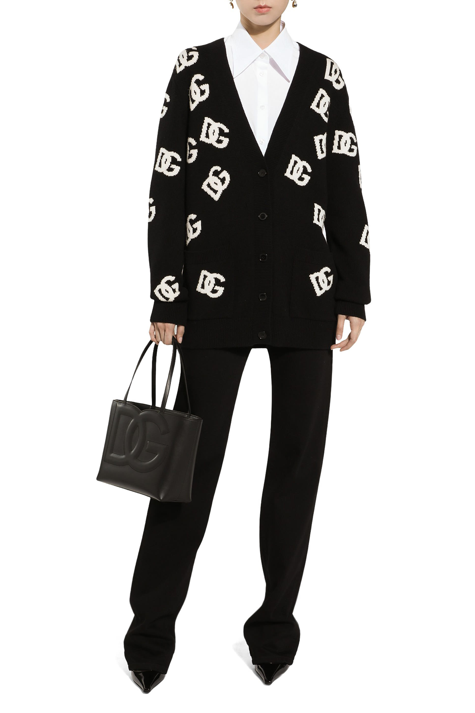 كارديغان صوف بتطريز شعار الماركة