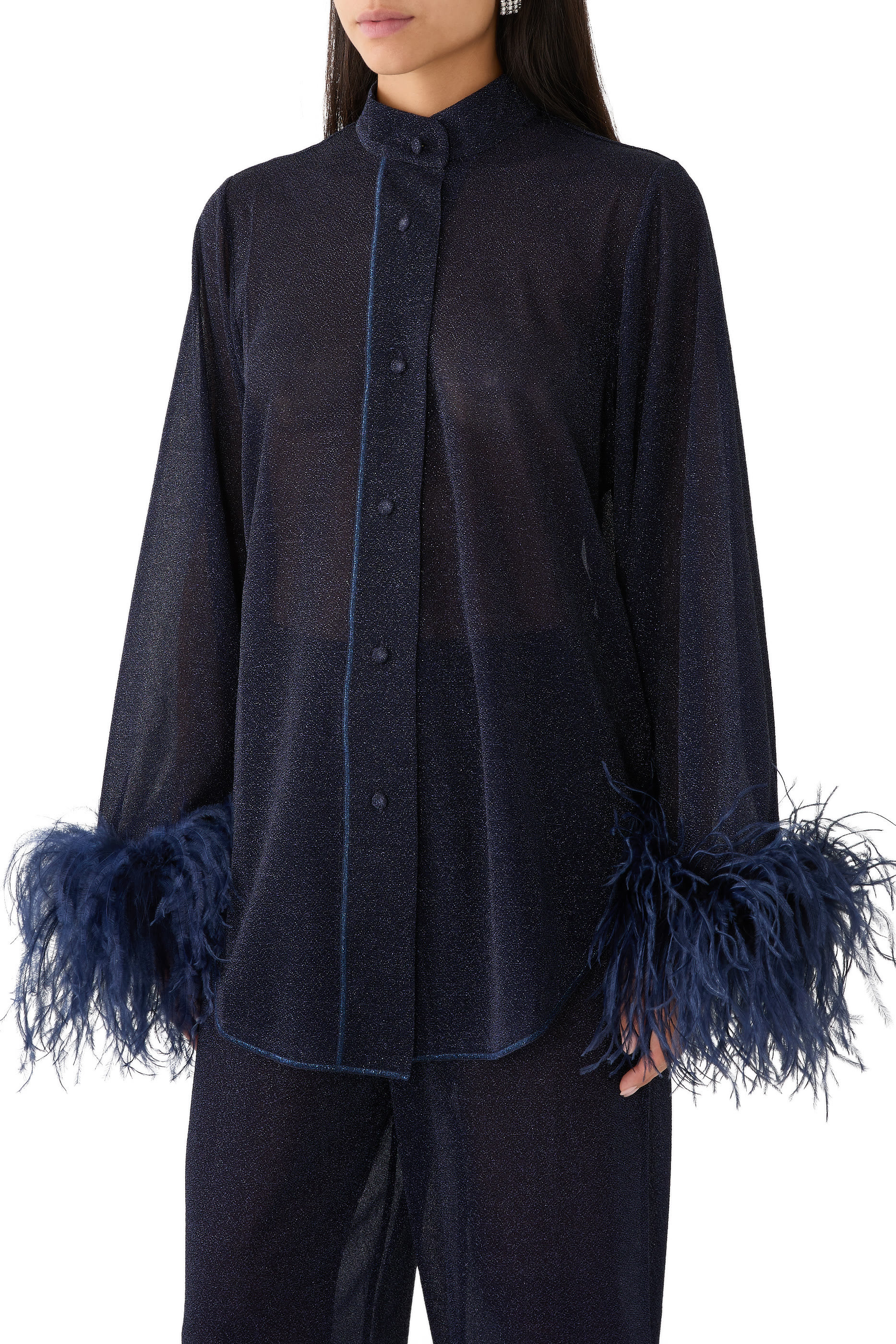 قميص لوميير طويل مزين بريش