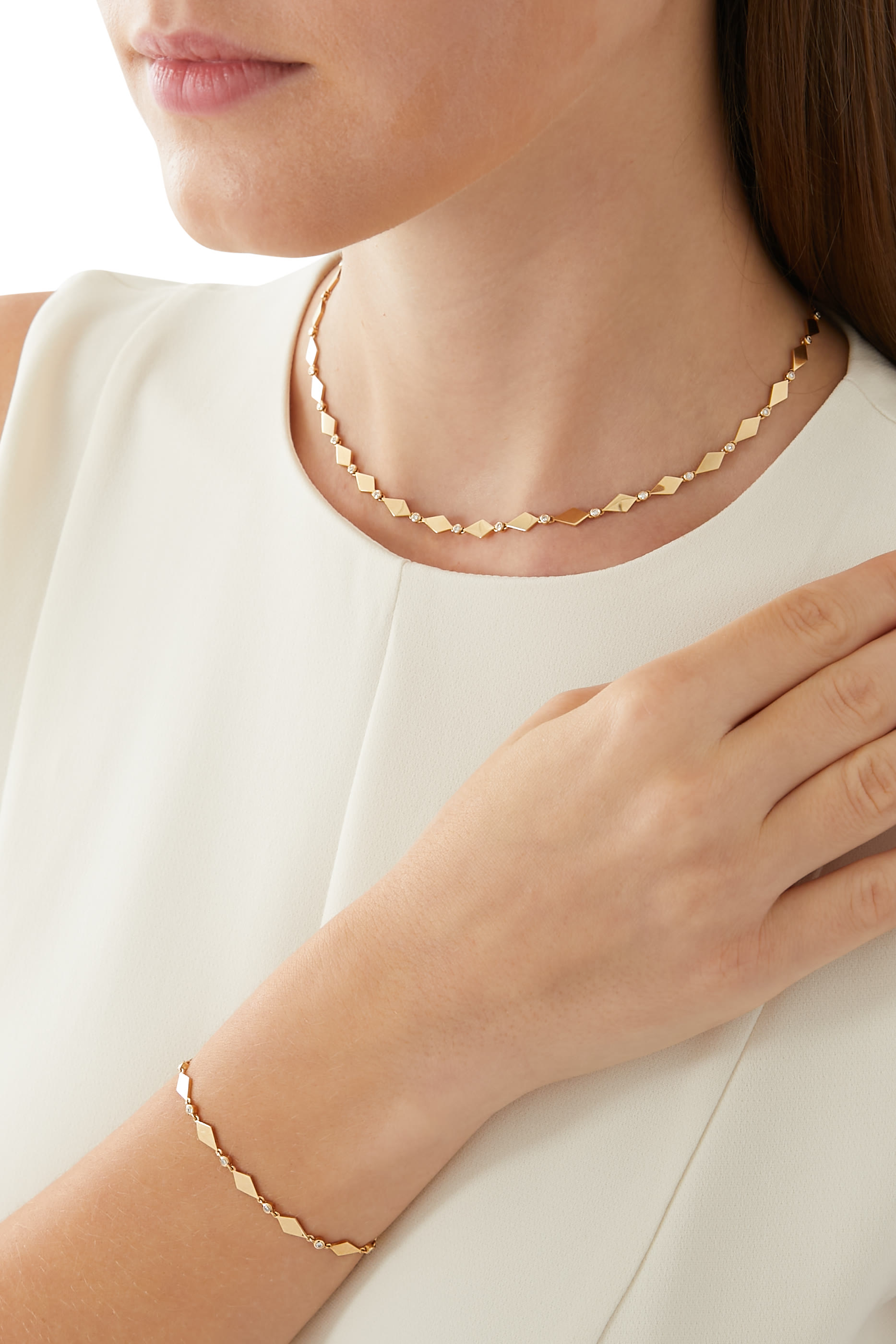 سوار موزاييك مرصع بالماس ذهب أصفر عيار 18