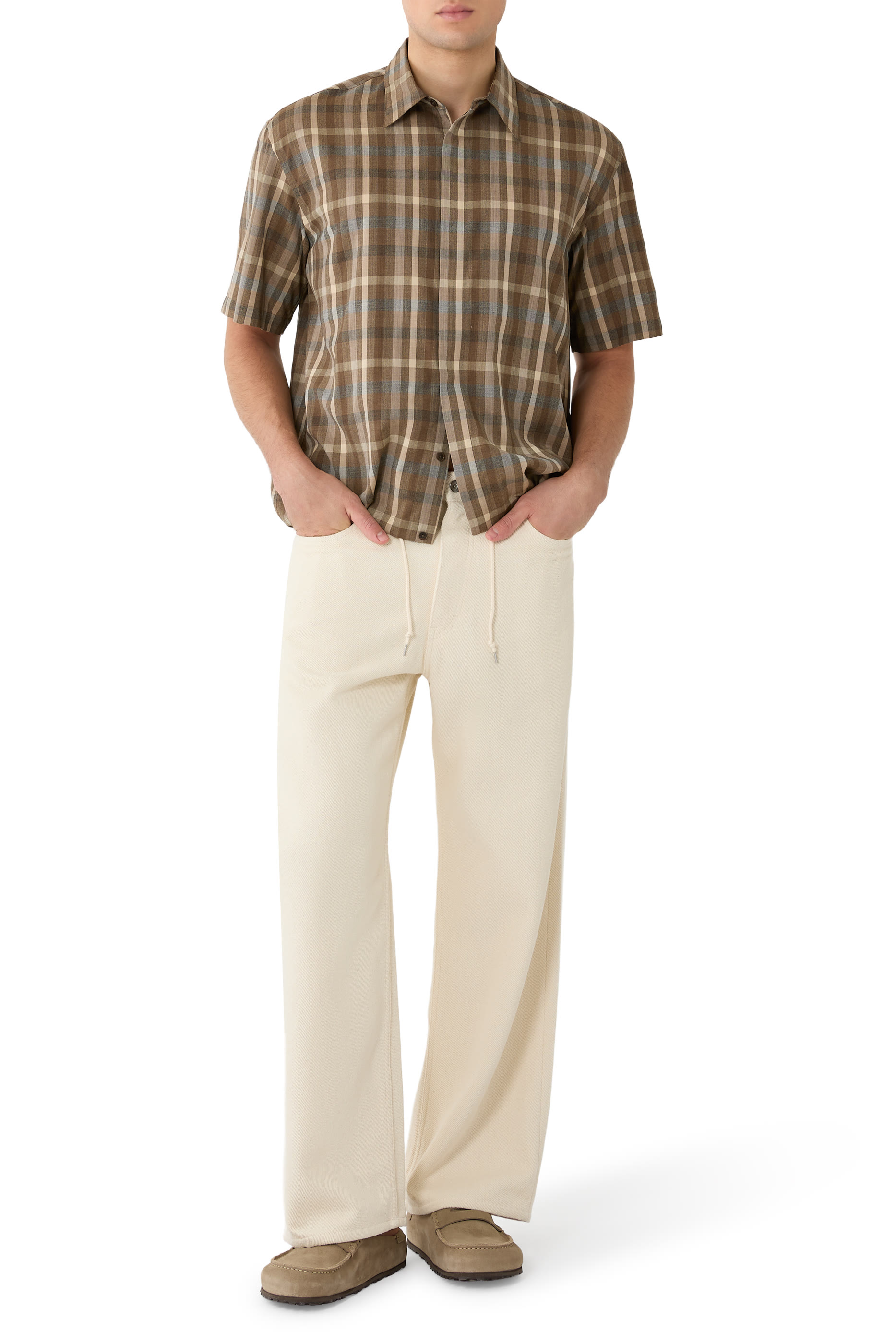 قميص بنقشة مربعات صوف استوائي فائق النعومة