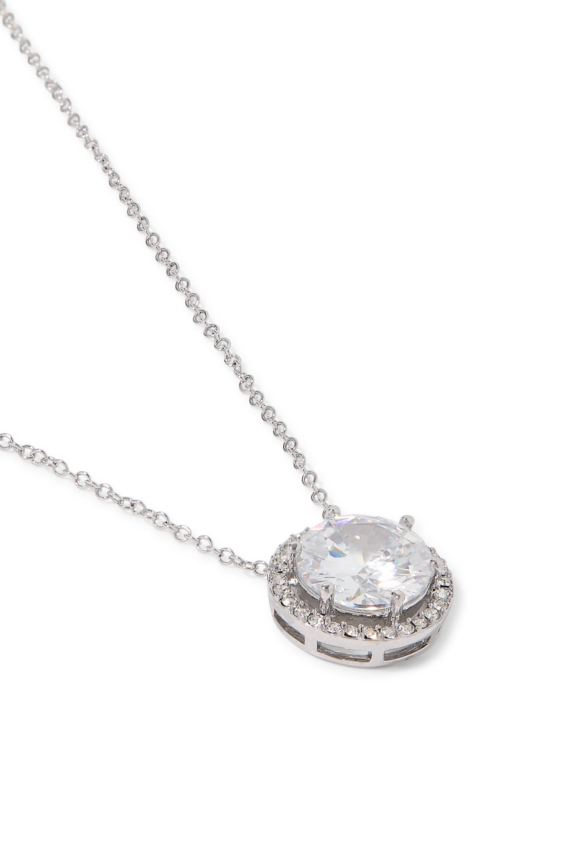 طقم أقراط وقلادة بدلاية مرصع بأحجار زركونيا مكعبة، نحاس مطلي بالروديوم