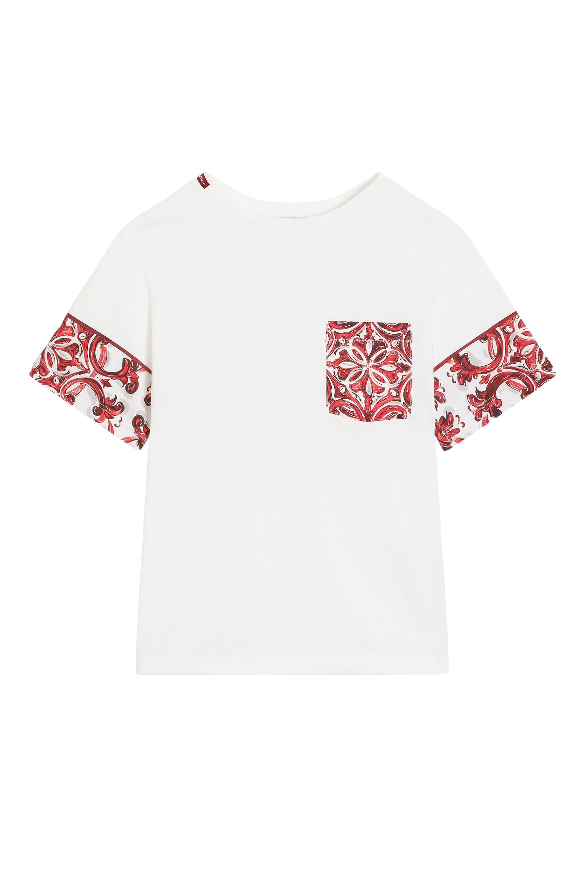 Kids Majolica-Print Breast Pocket T-Shirt