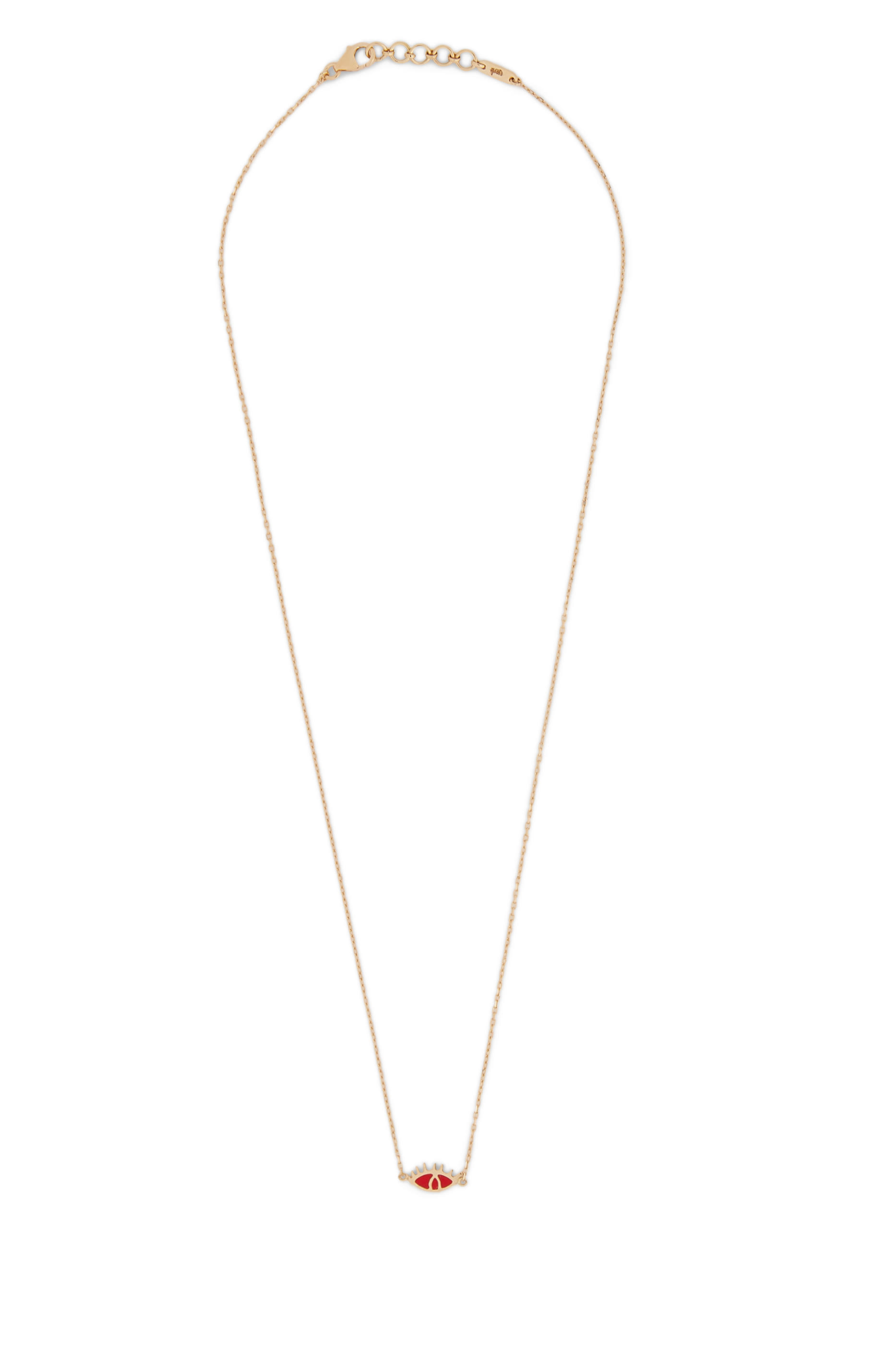 قلادة ذهب بدلاية عين الحسود مطلية بمينا أحمر
