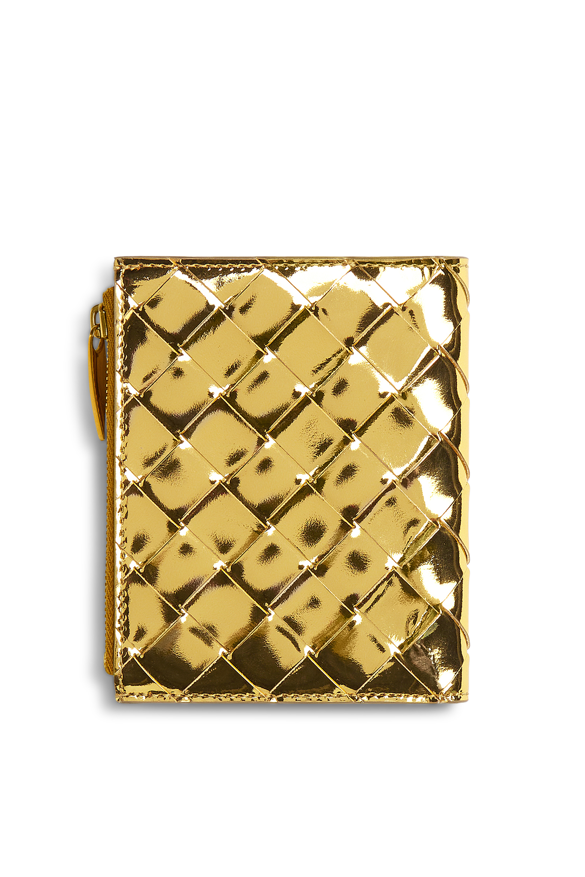 محفظة صغيرة ثنائية الطي بسحّاب بتصميم مجدول