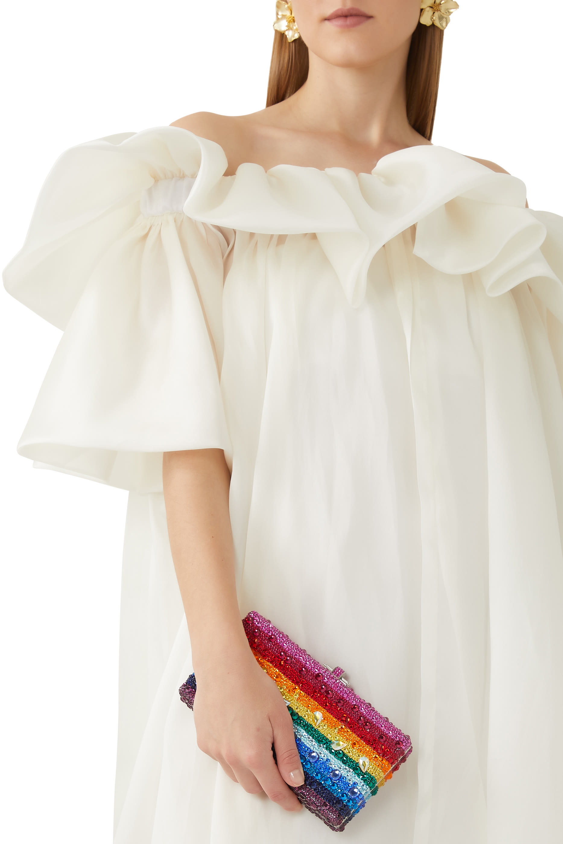 كلاتش بتصميم مستطيل مرصعة بالجواهر