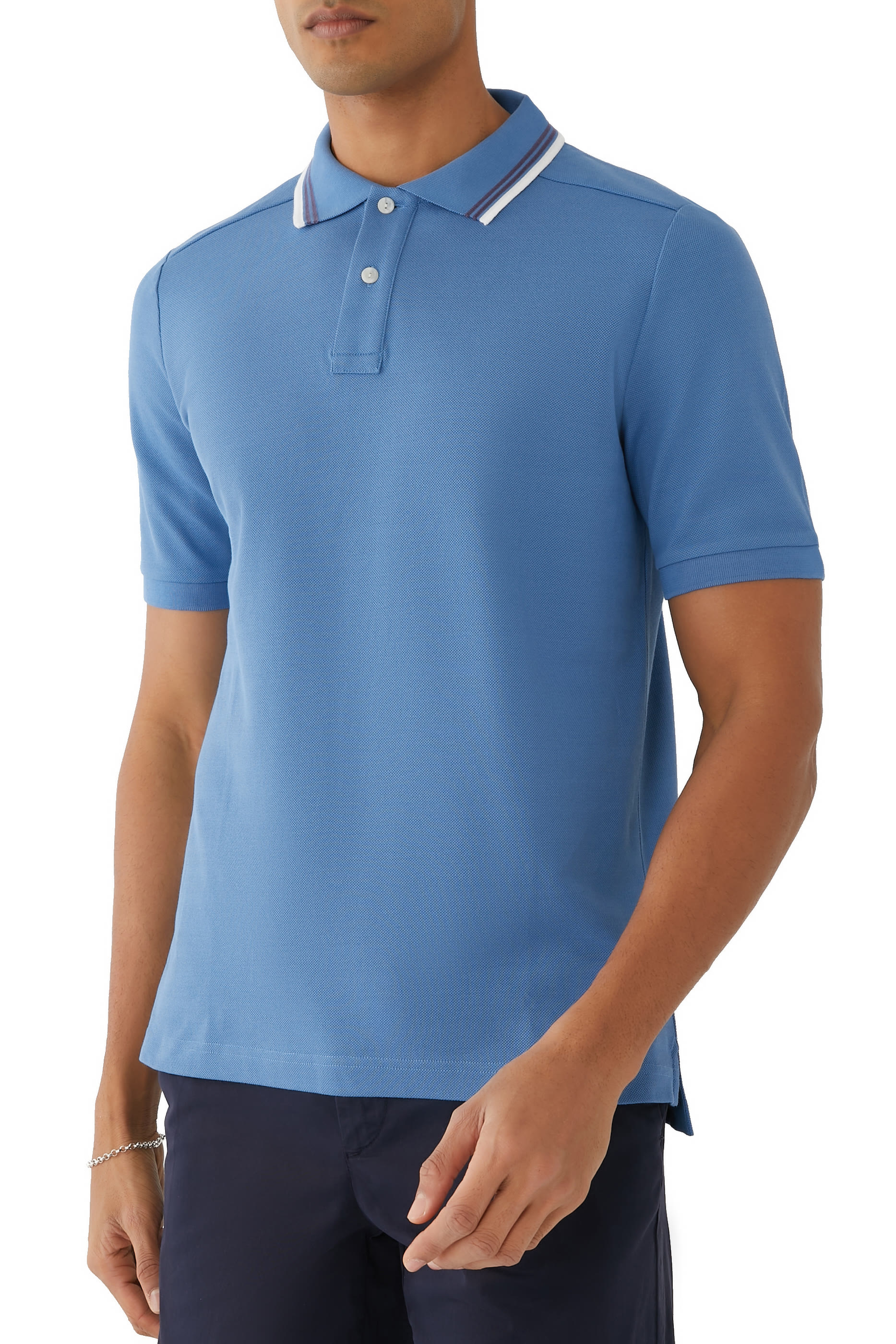 قميص بولو بحافة مخططة