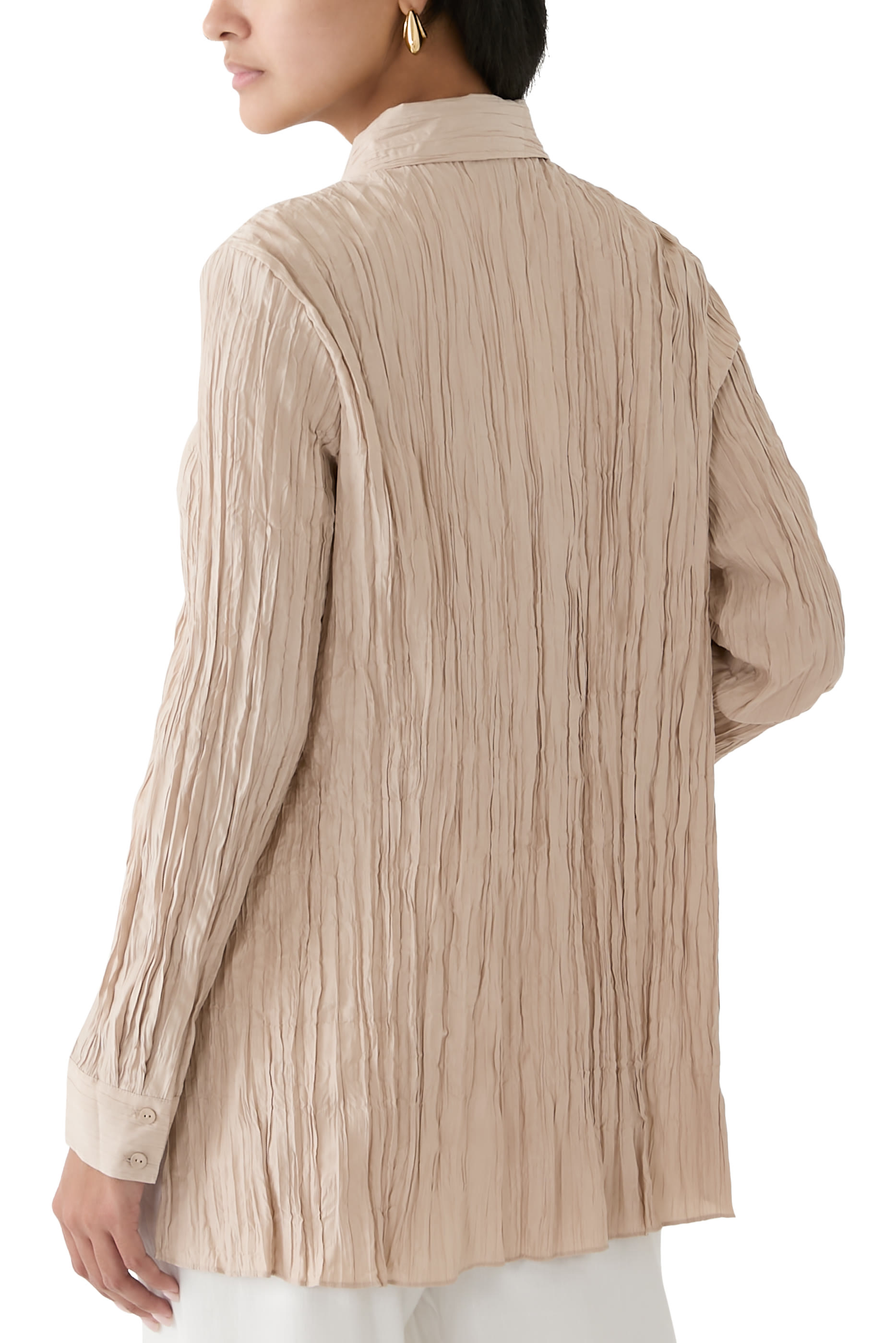 قميص هابوتاي بياقة كلاسيكية حرير مجعد