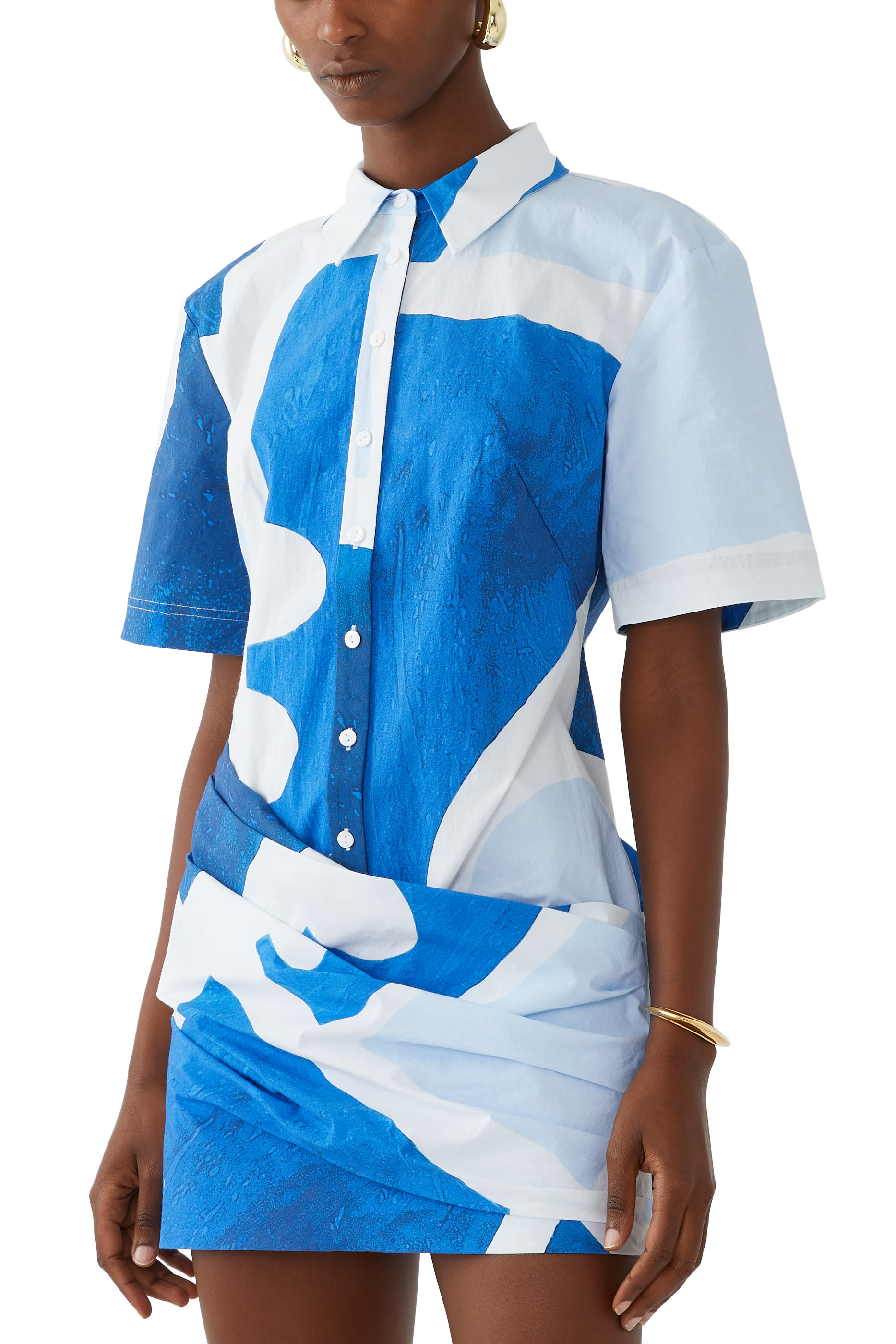 فستان كلير قصير بتصميم قميص