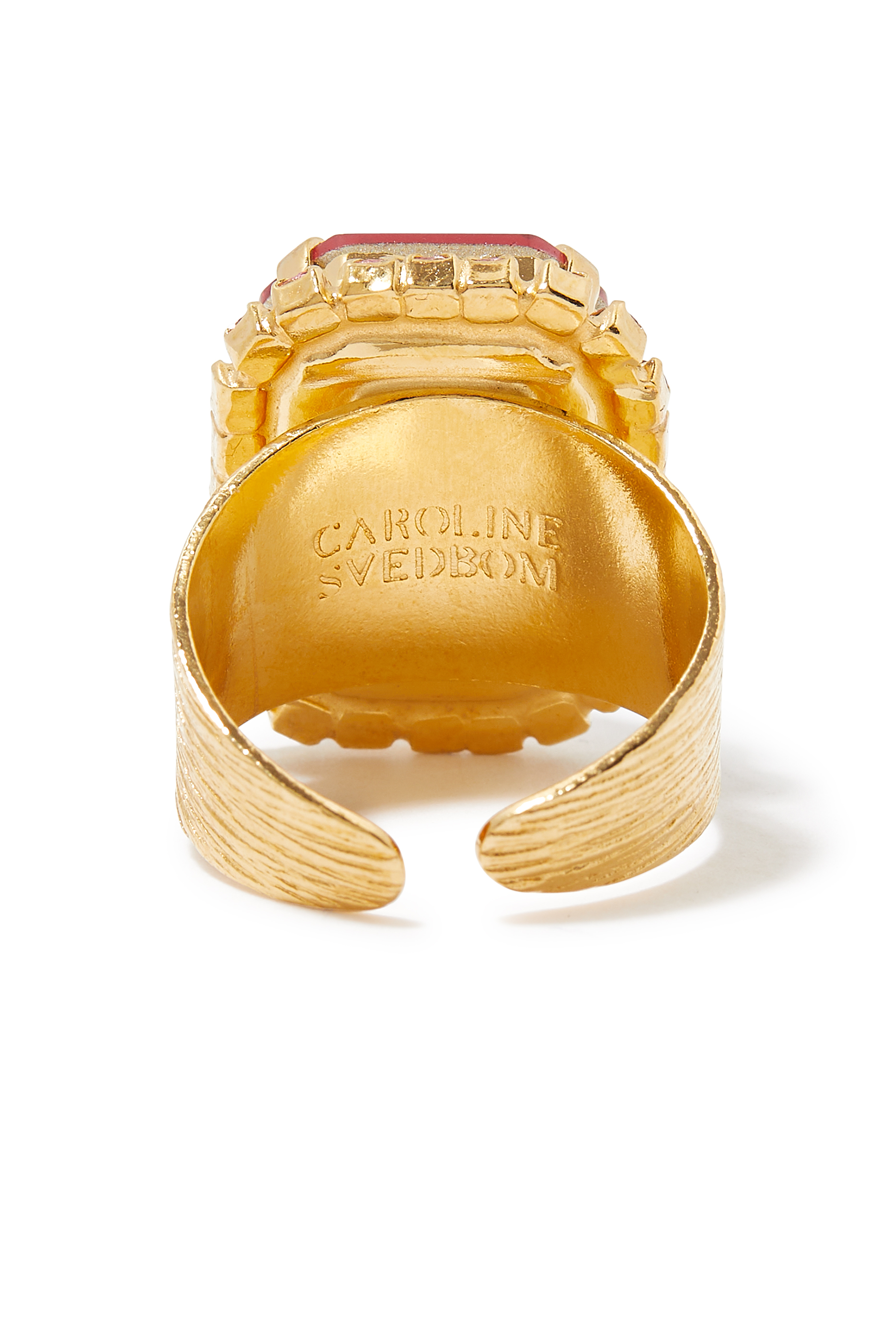 خاتم ليديا كوكتيل مرصع بالكريستال روديوم مطلي بذهب أصفر عيار 18