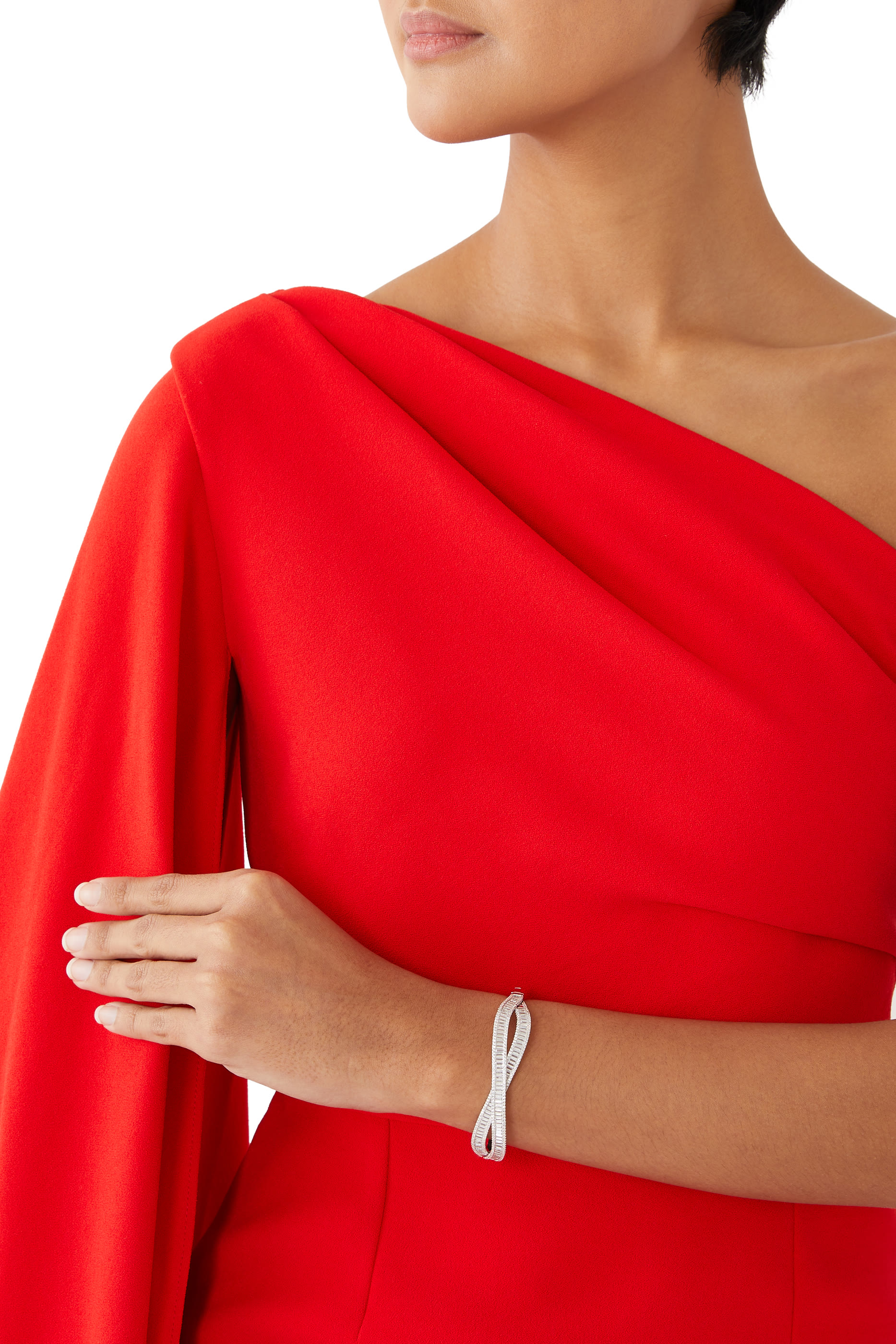 سوار بطبقة مزدوجة مرصع بأحجار زركونيا، نحاس مطلي بالروديوم