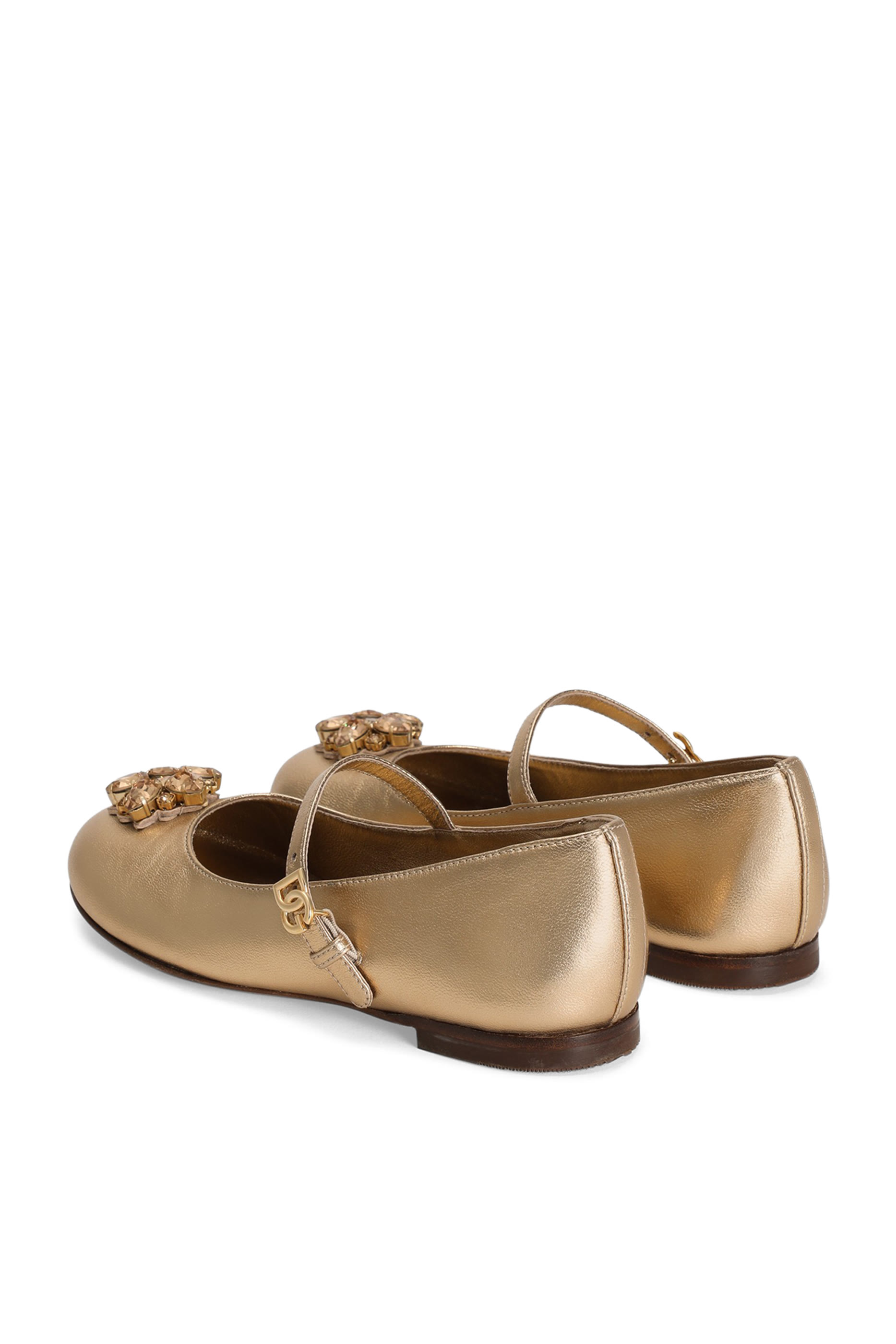 حذاء بالرينا بنعل مسطح مع بروشات للاطفال