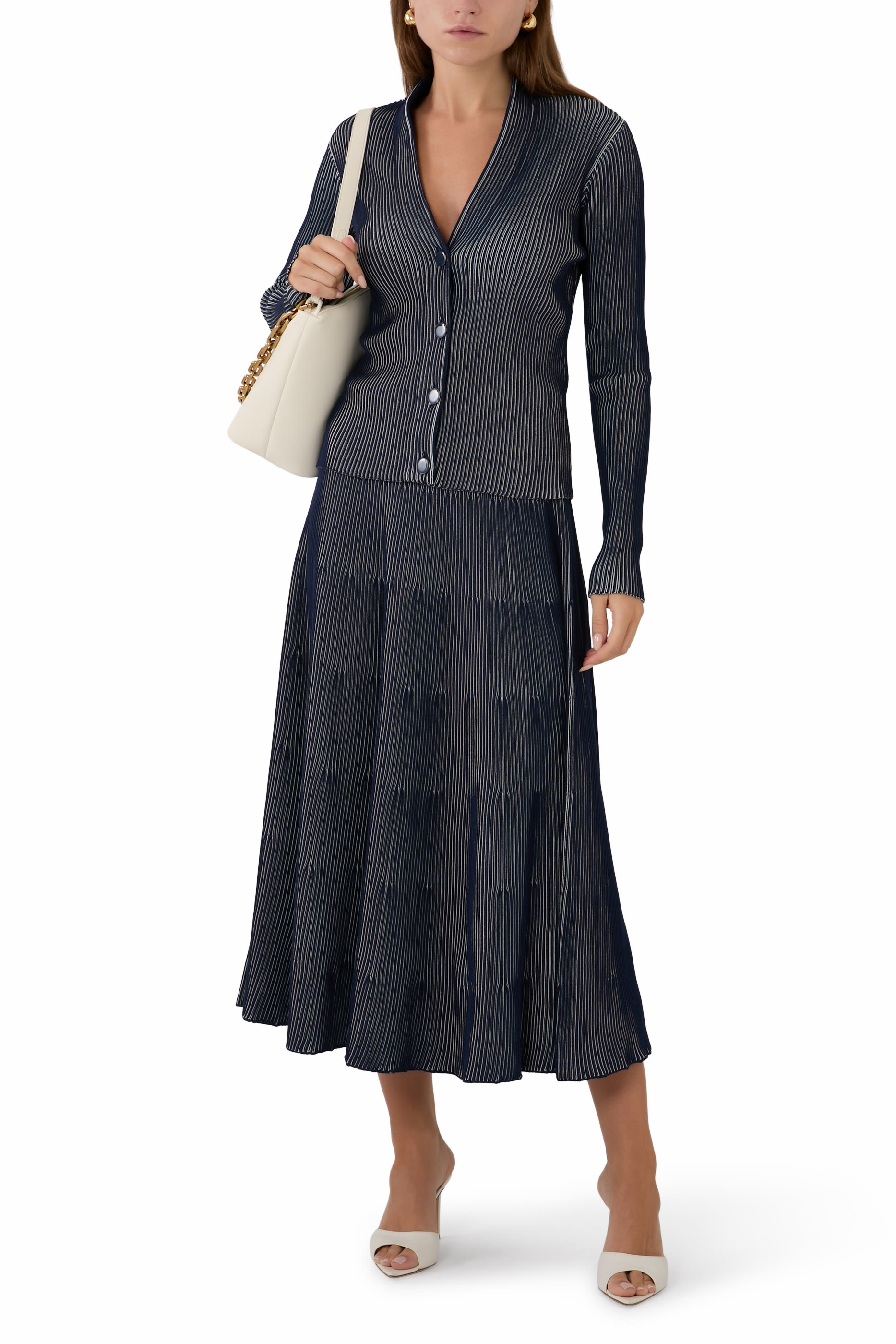 Interrib Effect Long Skirt