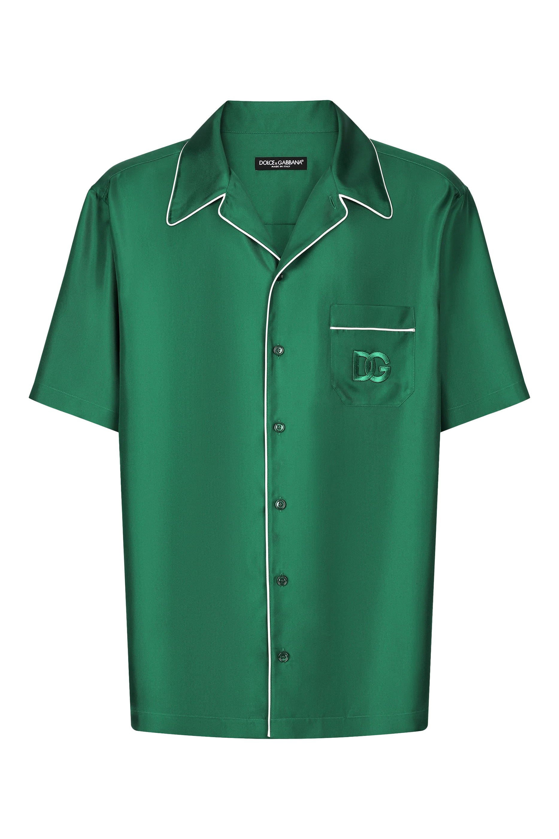 قميص مطرز بحرفي شعار الماركة حرير تويل