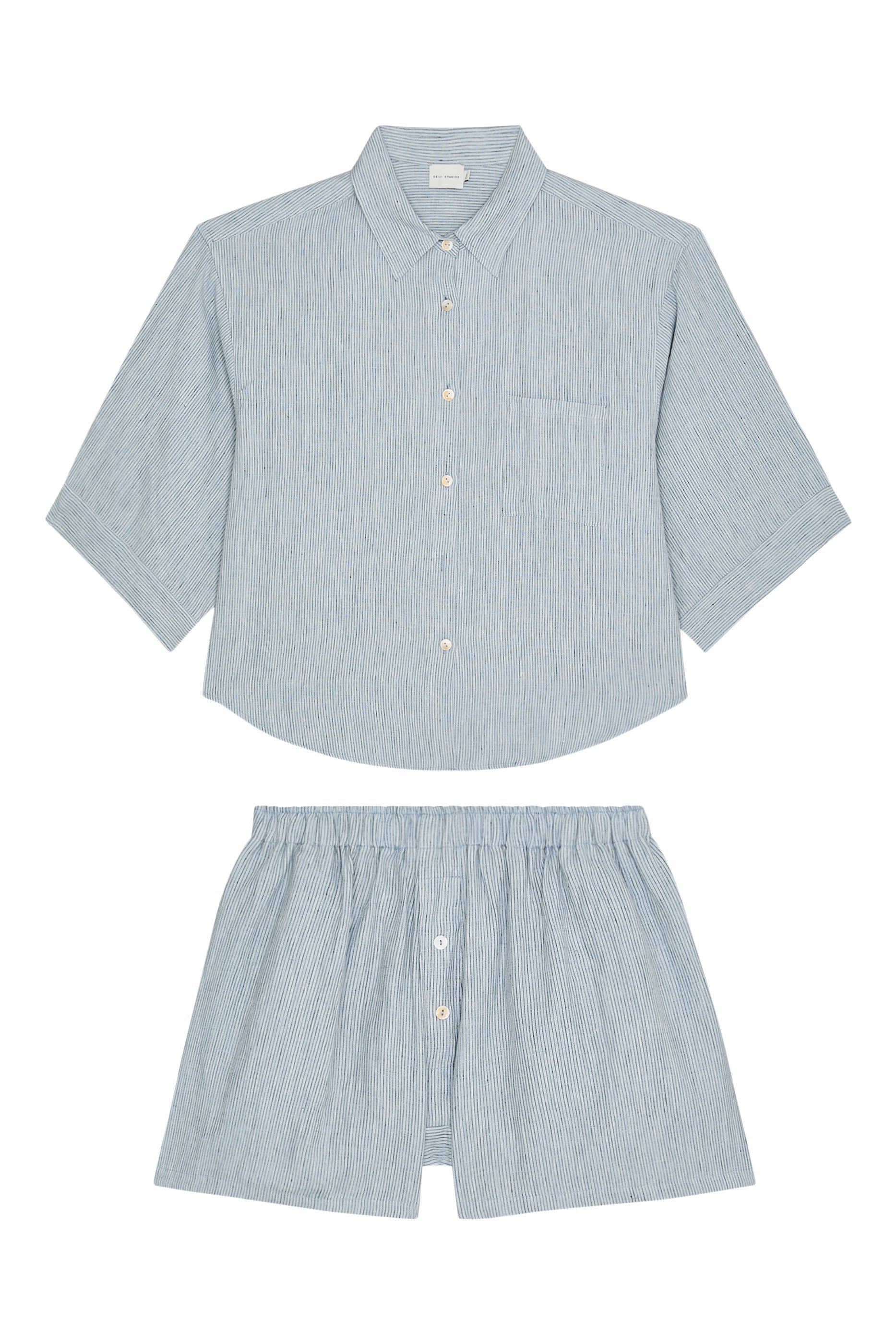 طقم شورت وقميص مخطط