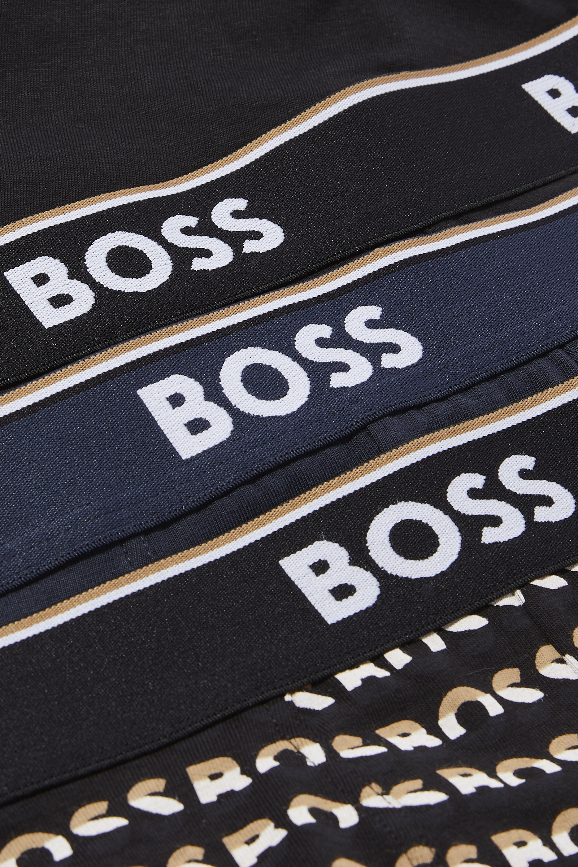 طقم بوكسر بحزام خصر بشعار الماركة، 3 قطع