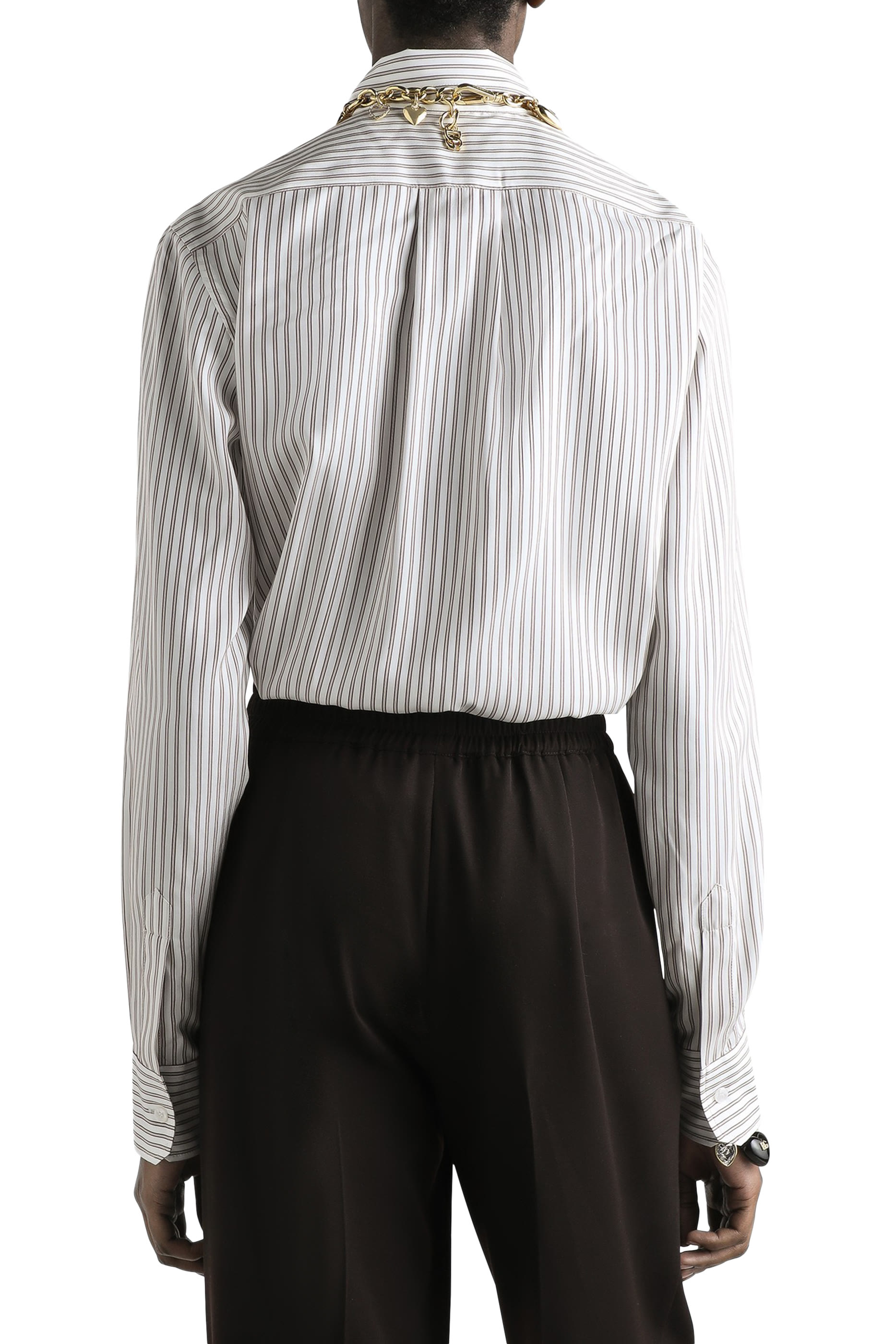 قميص بنقشة مخططة حرير