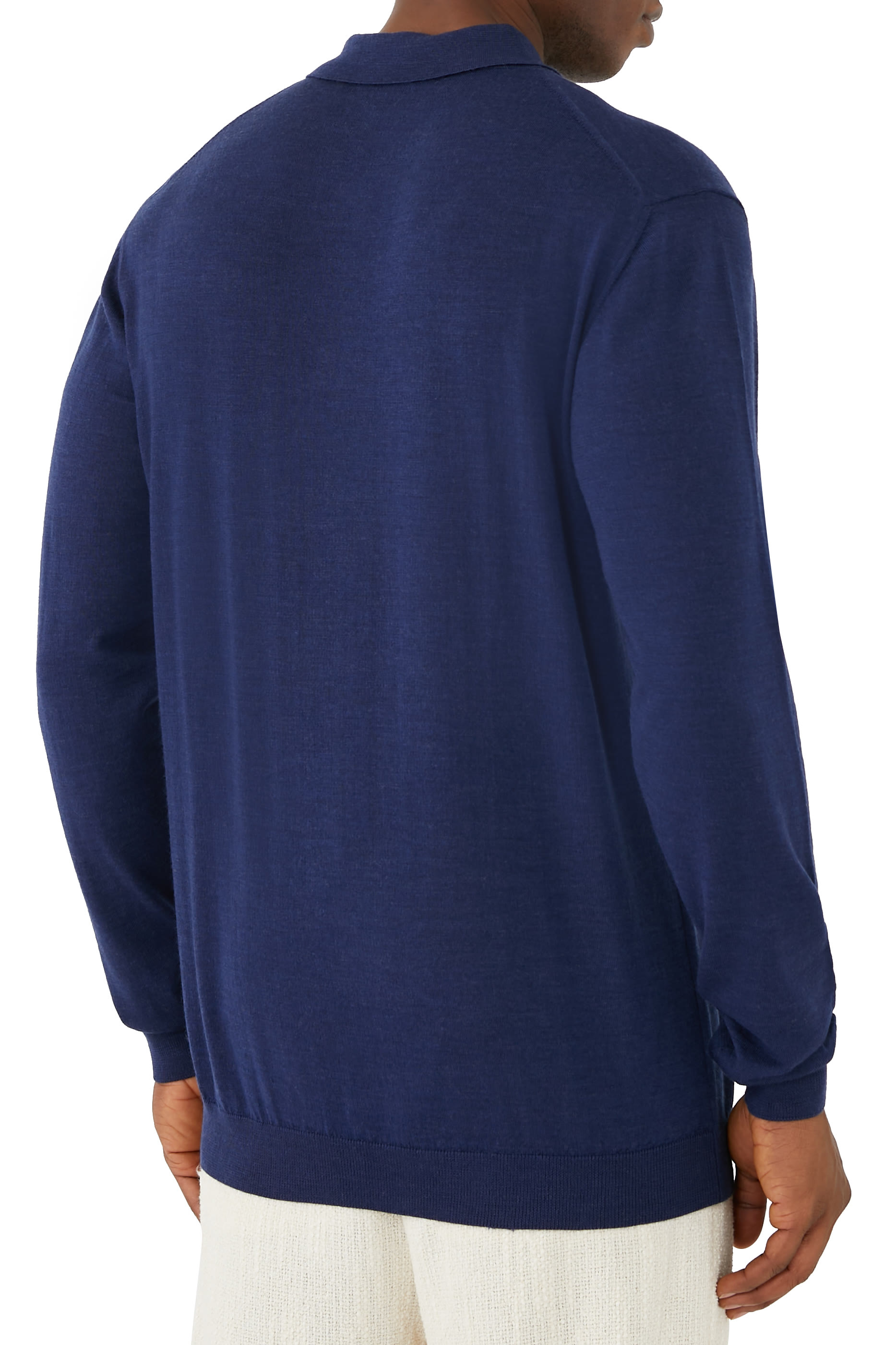 قميص بولو منسوج بأكمام طويلة