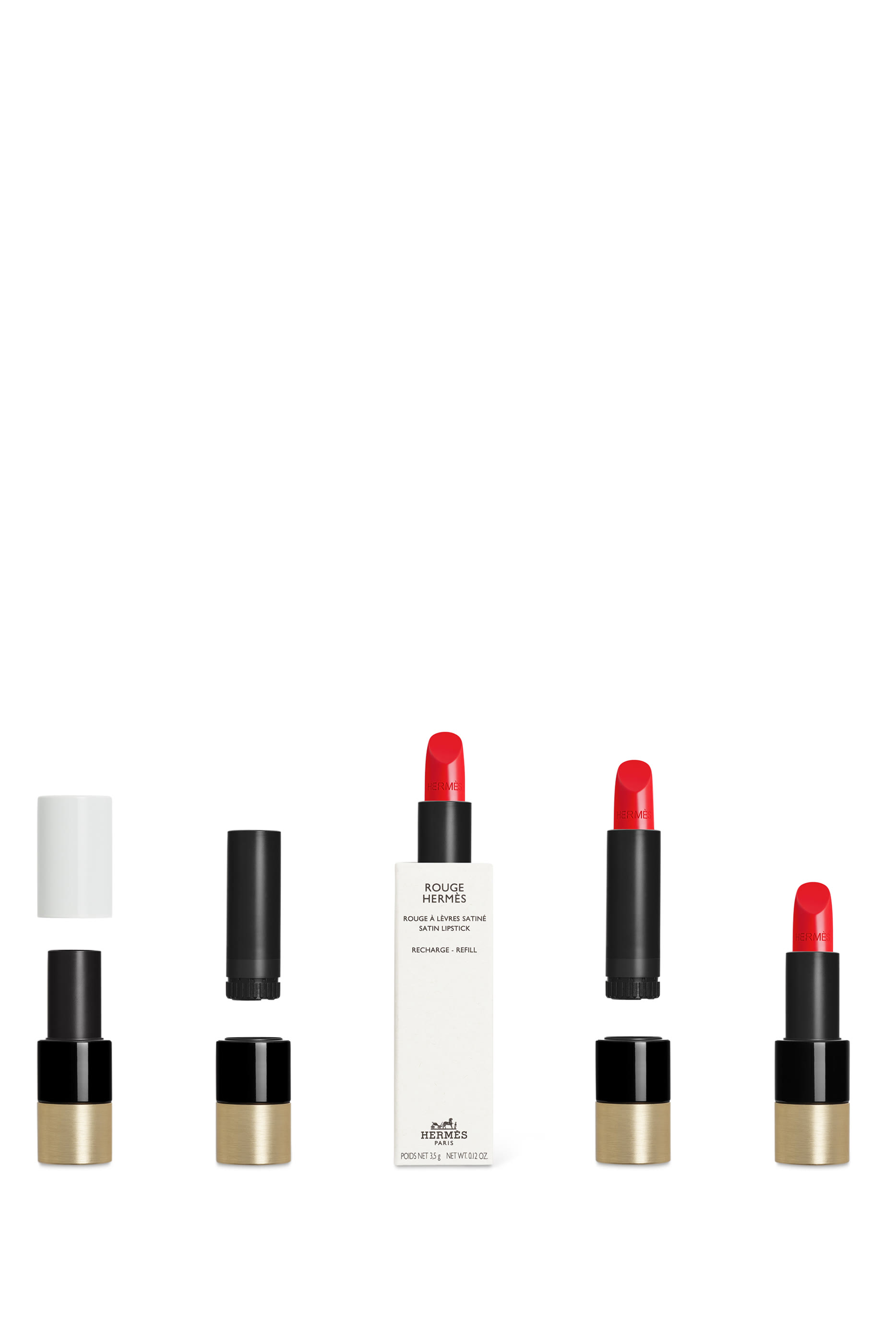 مجموعة أحمر الشفاه Rouge Hermès, عبوة لإعادة ملء أحمر الشفاه بتركيبة ساتانية