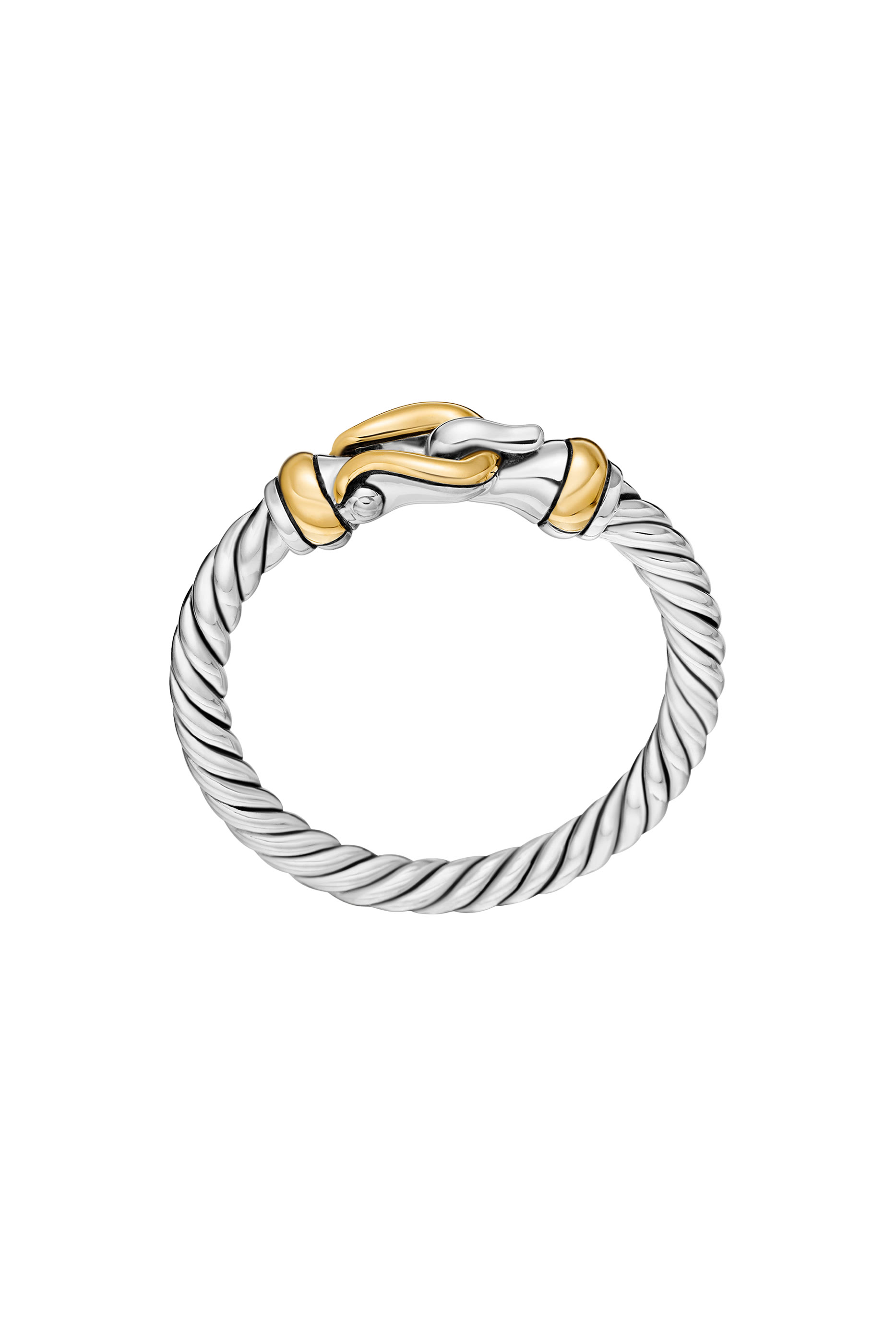 Petite Buckle Ring, 18k Yellow Gold & Sterling Silver