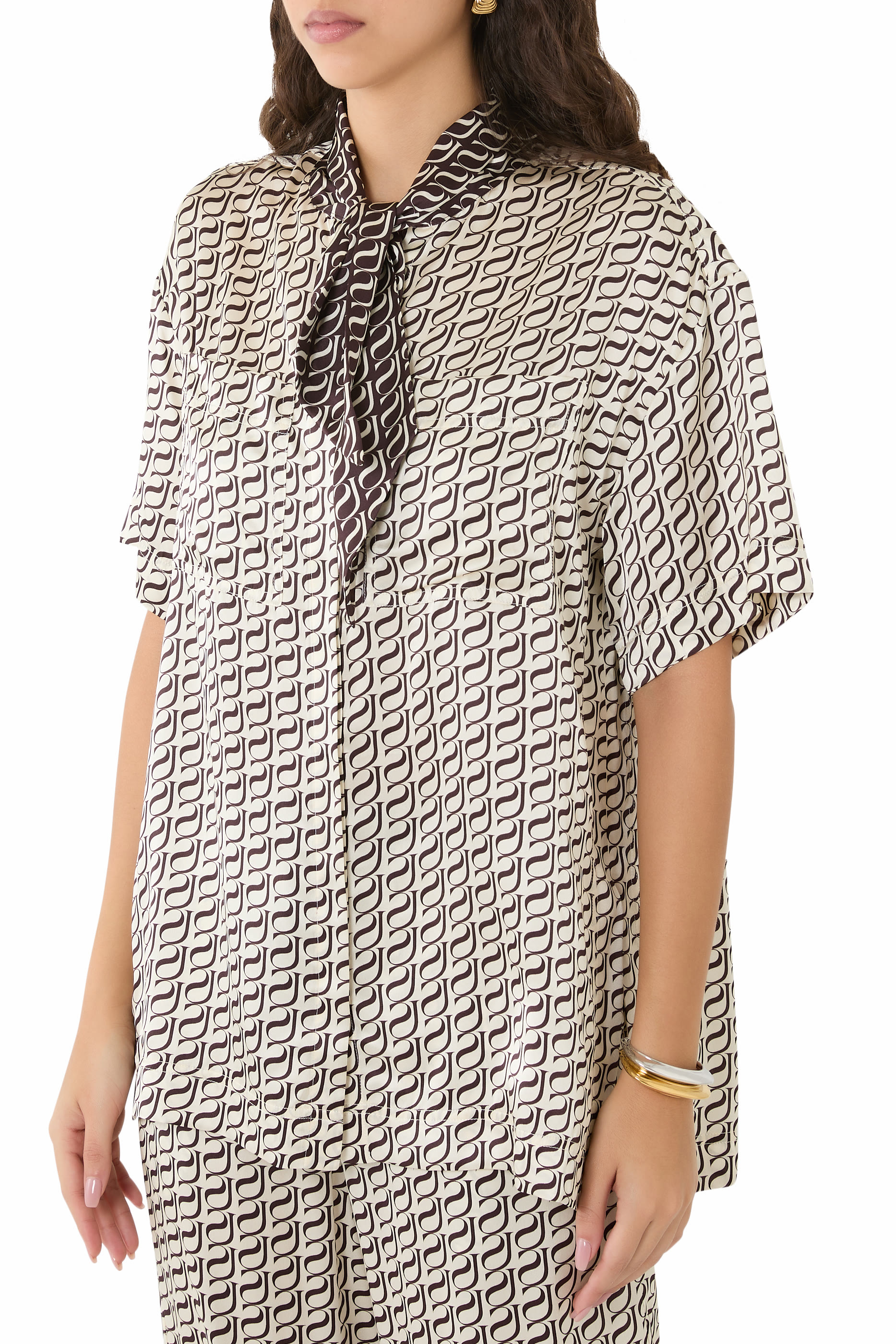 Monogram Silk Contrast Shirt