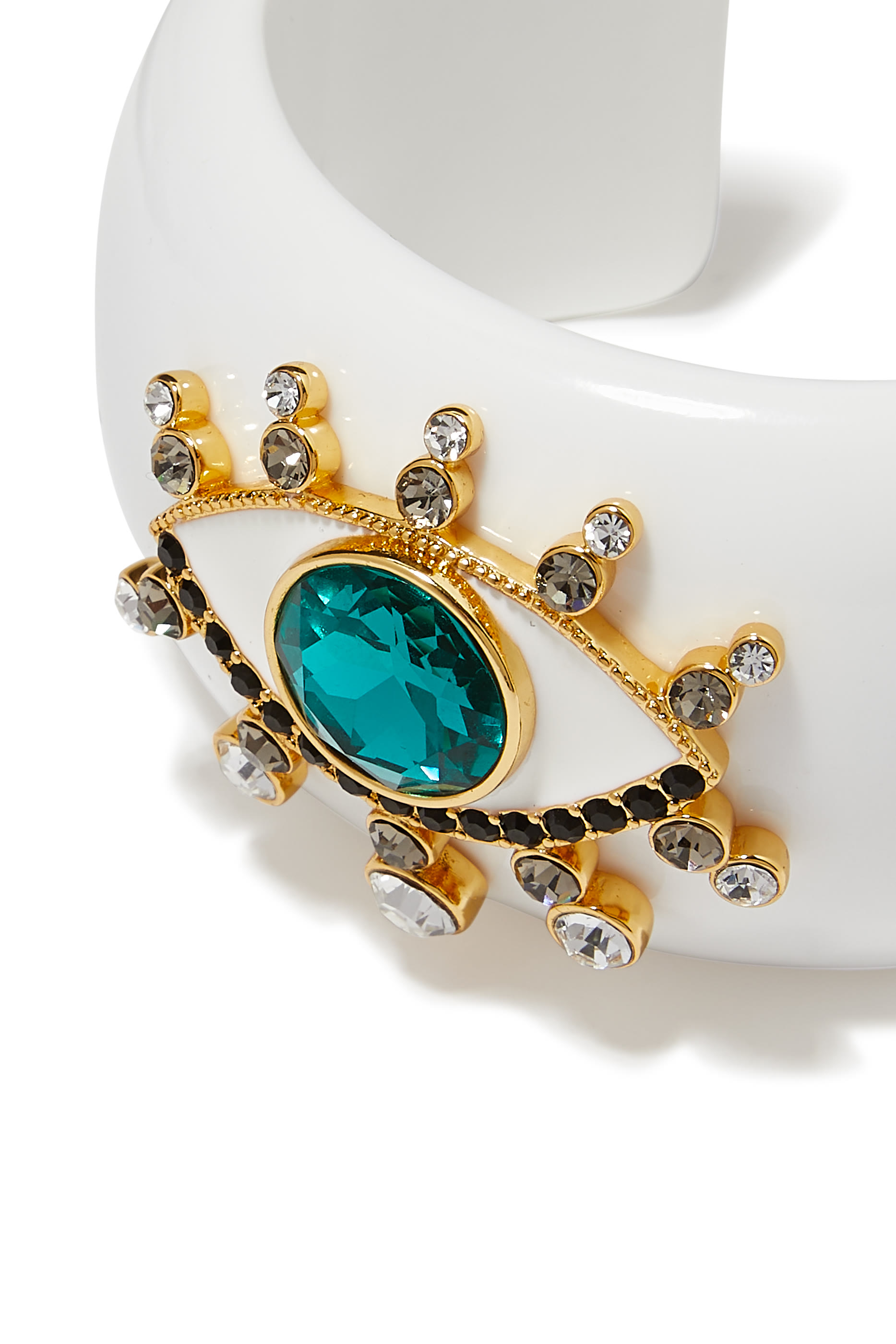 Evil Eye Bangle, Resin with Cubic Zirconia & Brass
