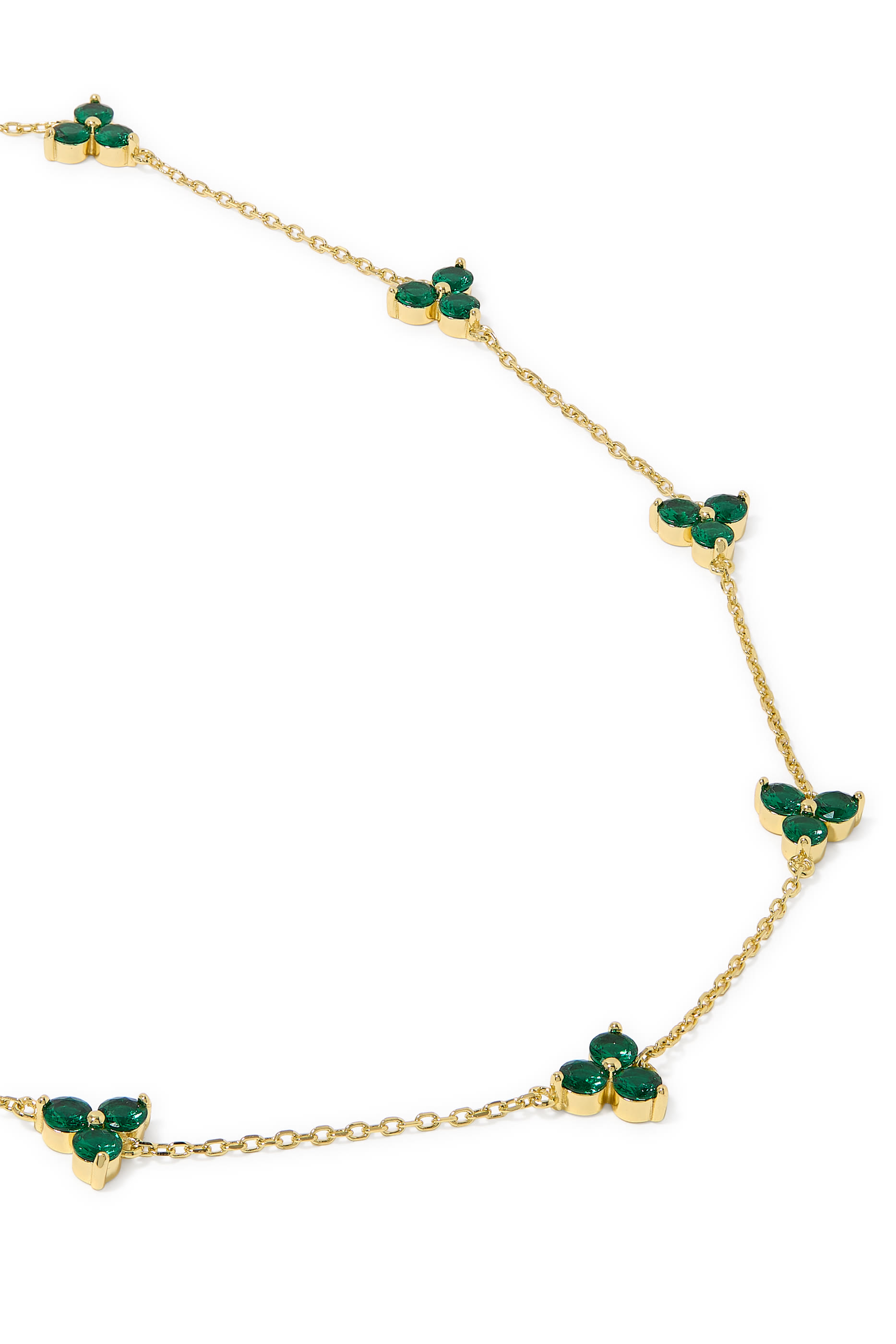 Como Gold Necklace, 925 Sterling Silver & Emerald Cubic Zirconia