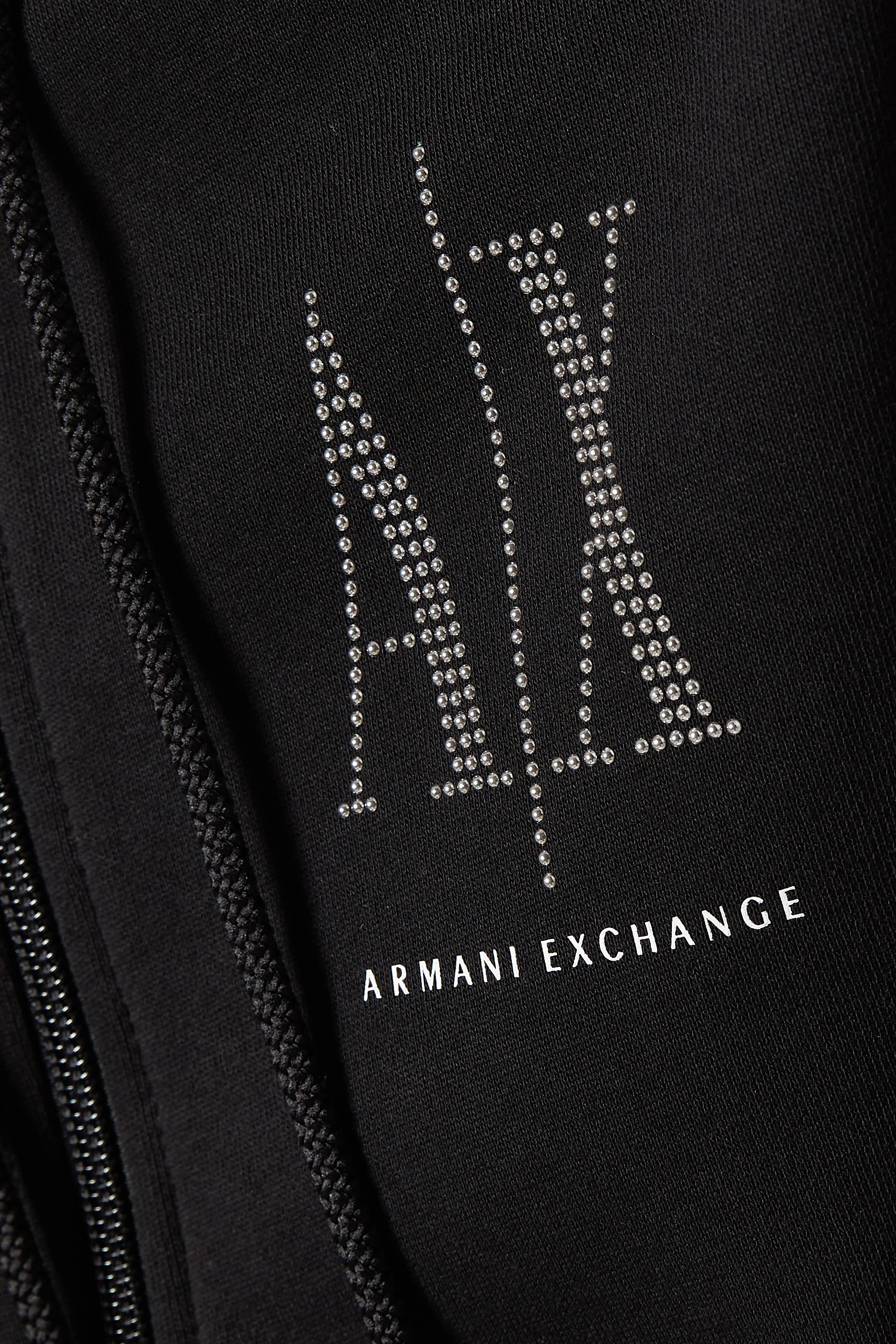 كنزة أيكون قطن بغطاء رأس وسحّاب وشعار الماركة