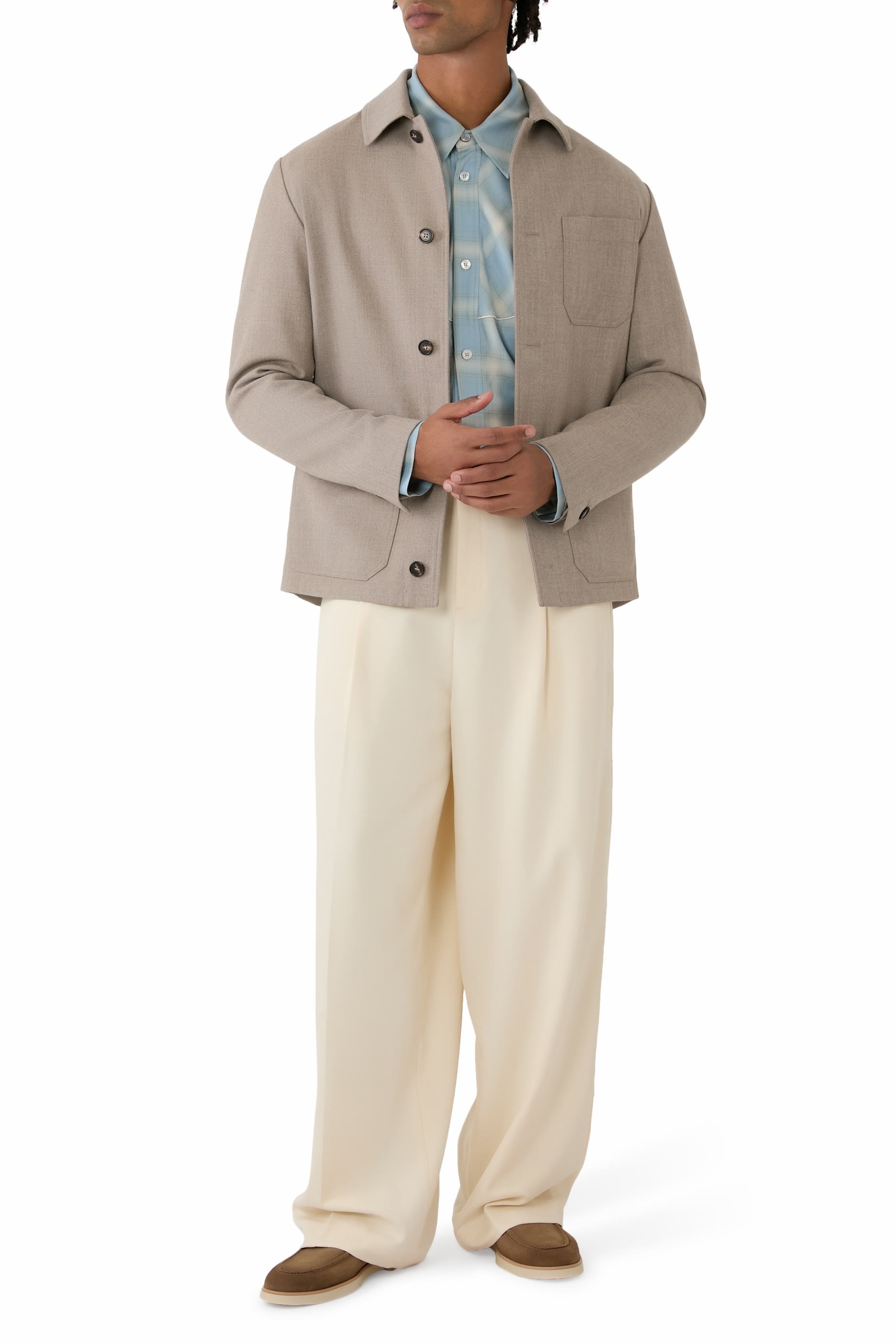 قميص بأكمام طويلة بنقشة مربعات