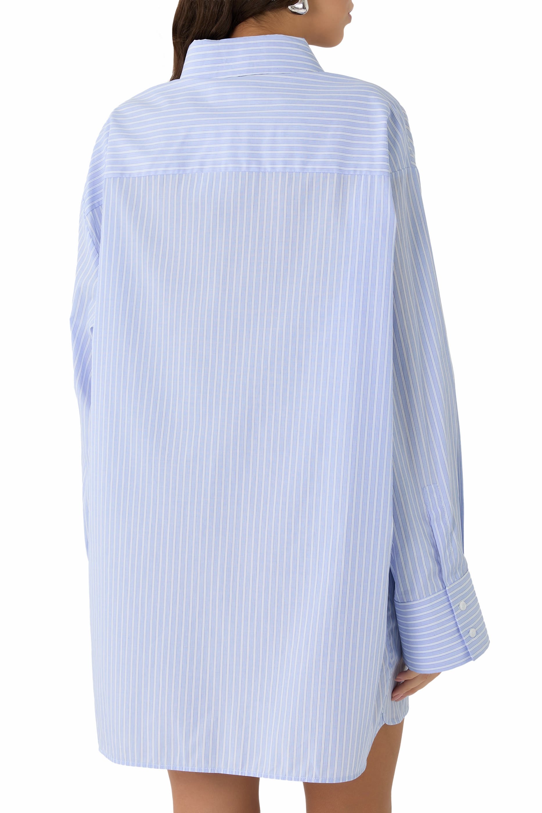  Striped Poplin Shirt Dress