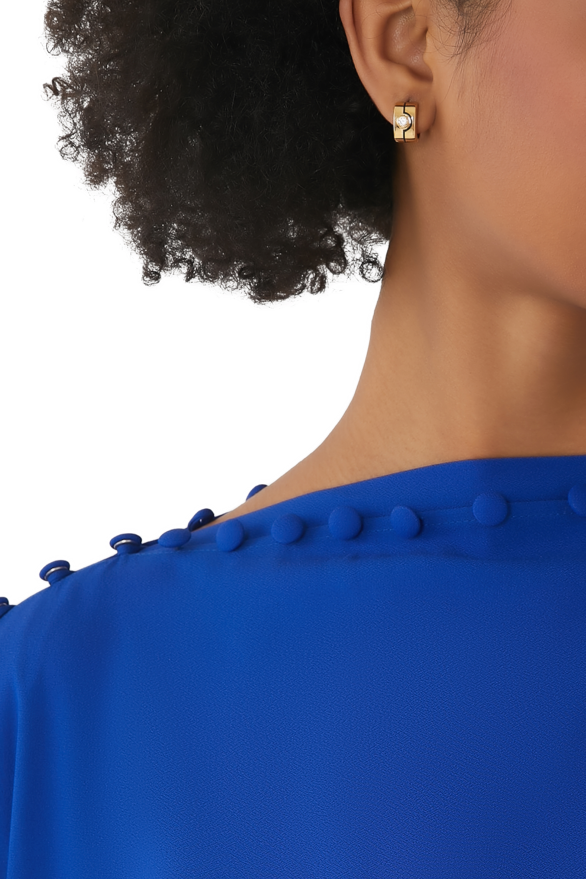 أقراط دائرية صغيرة مربعة بيلين نحاس مطلي بذهب عيار 18