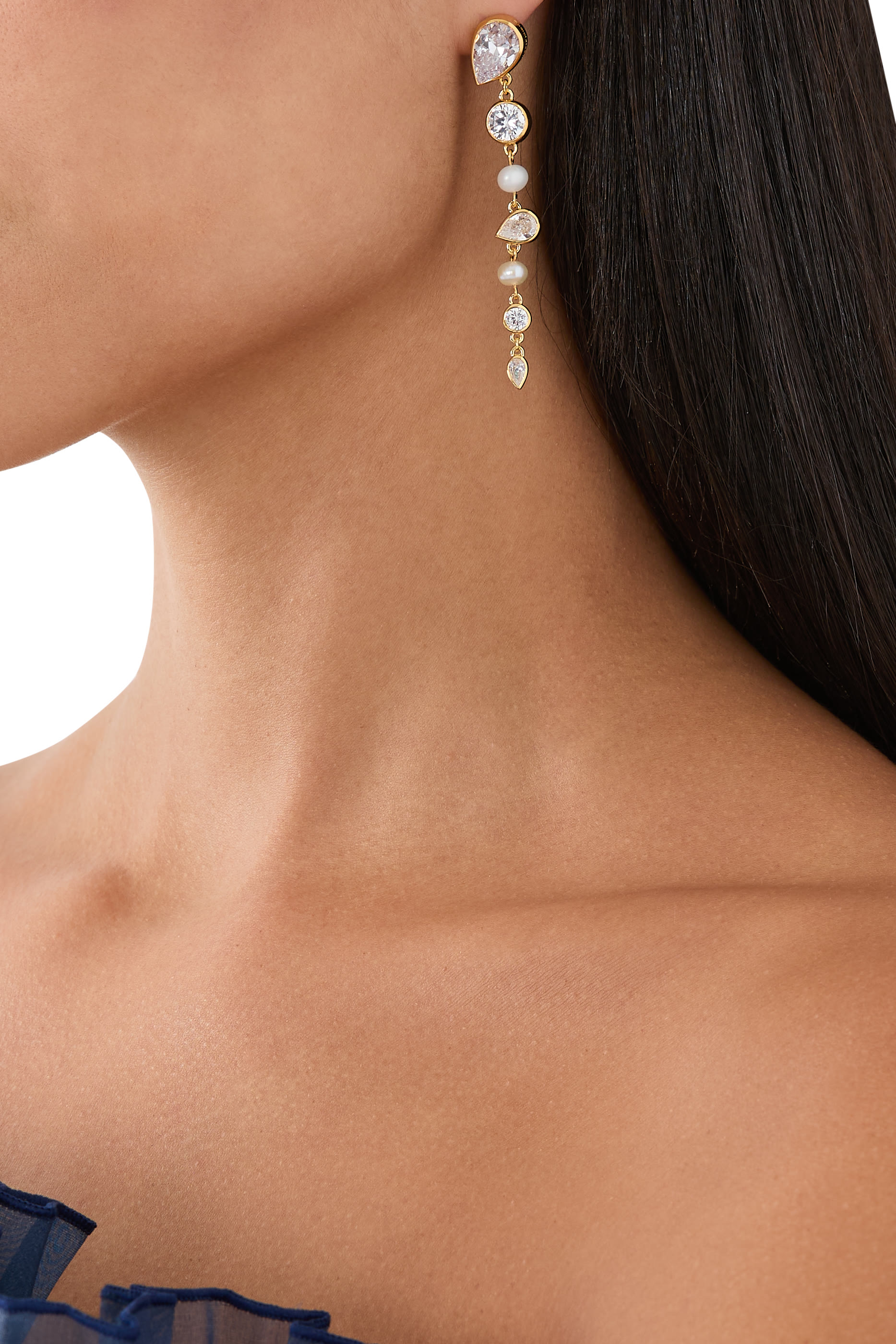 أقراط ذا لايت أوف ذا باست مرصعة بأحجار، فضة مطلية بذهب أصفر عيار 14