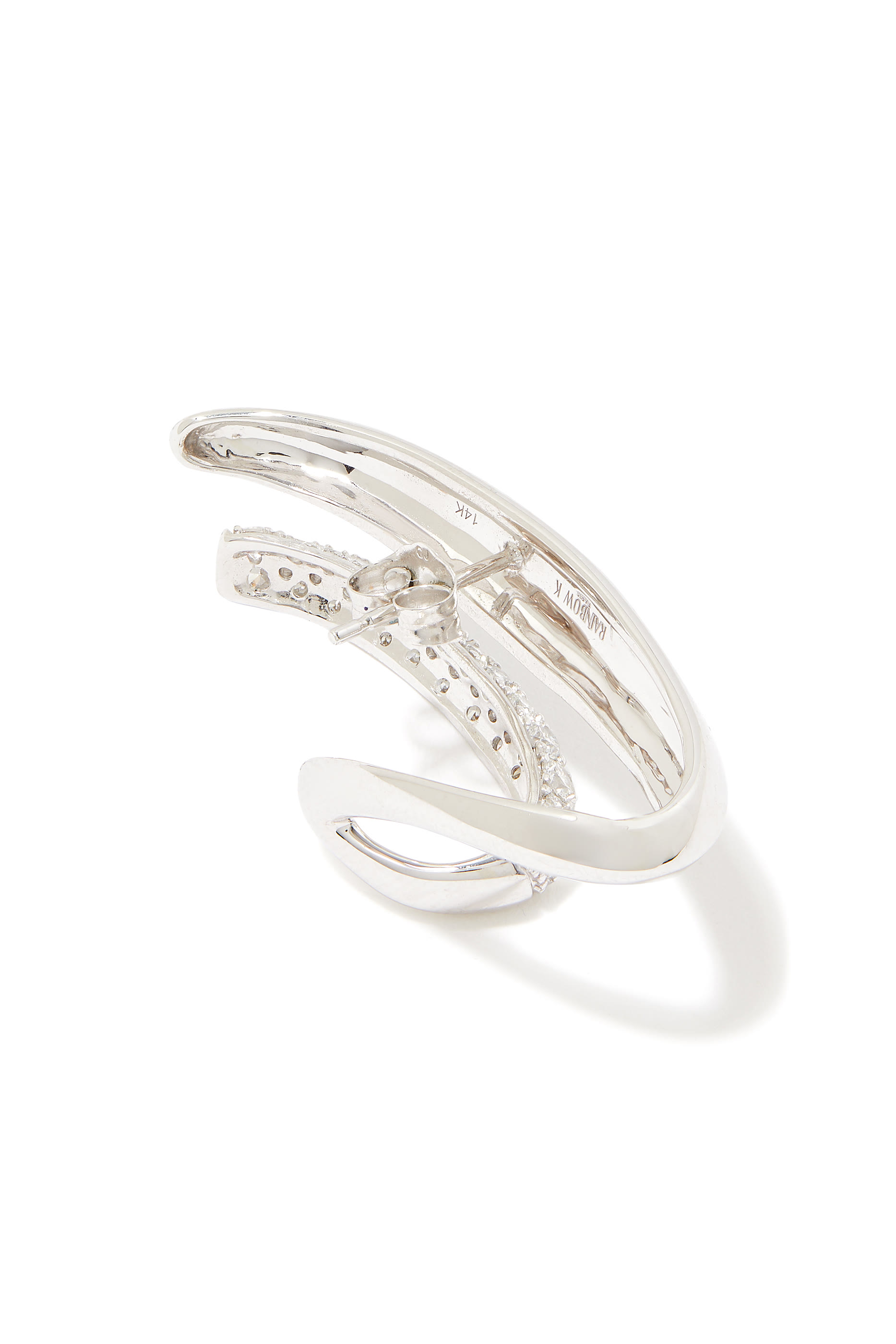 قرط منفرد ماجنتيك نانو مرصع بالماس ذهب أبيض عيار 14 قيراط