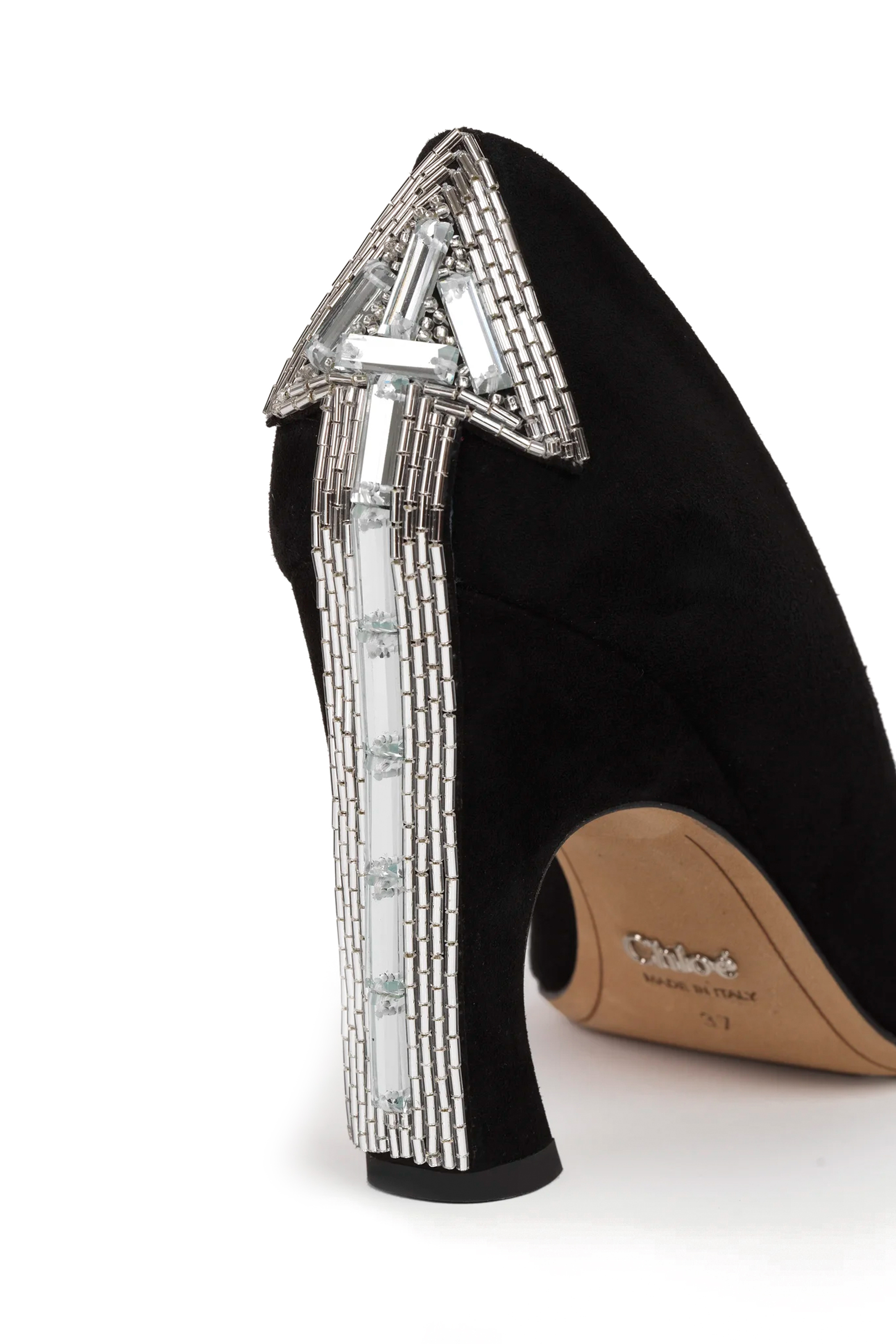 حذاء أولي كلاسيكي بكعب مزين بطبعة سهم