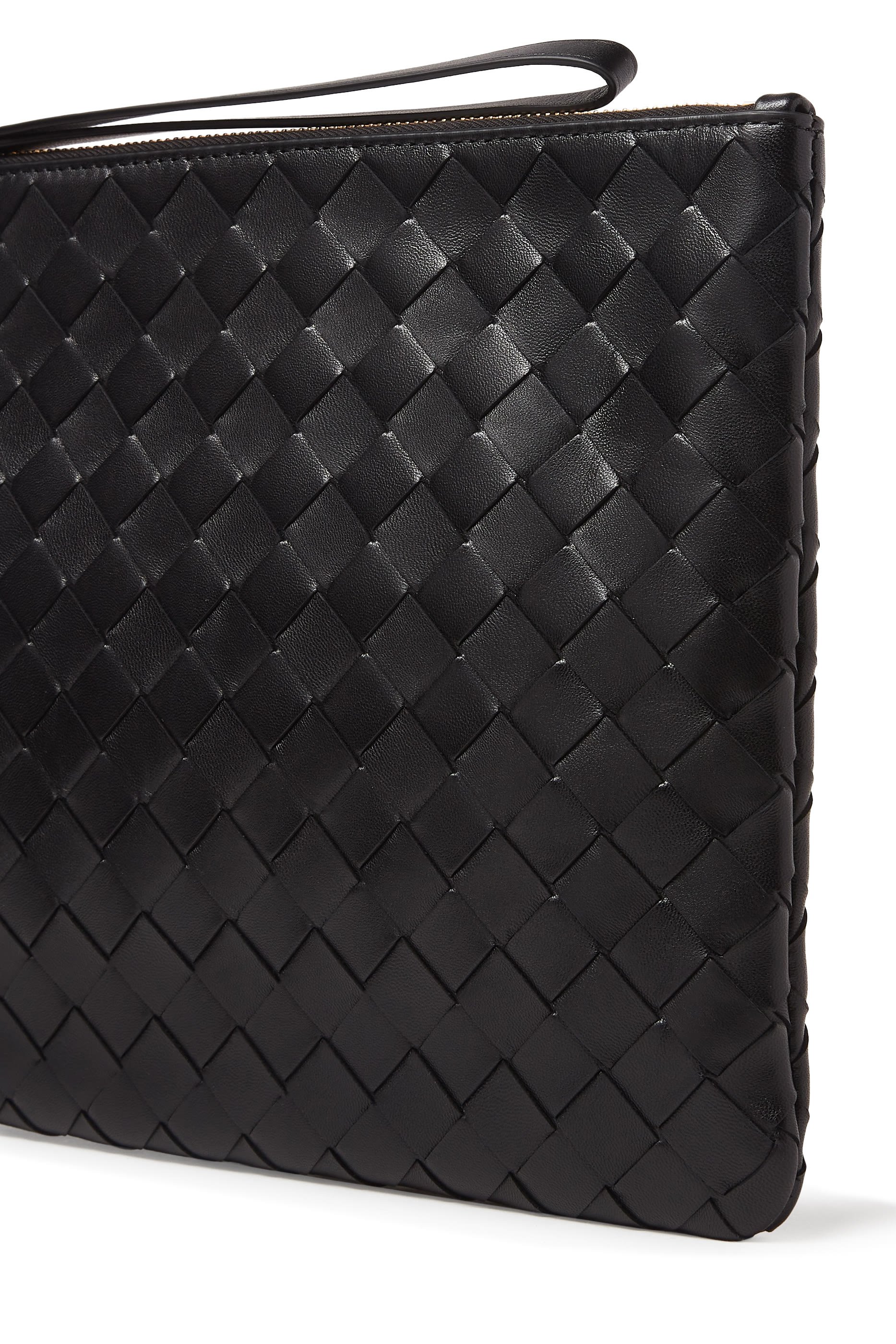 حافظة متوسطة جلد مجدول