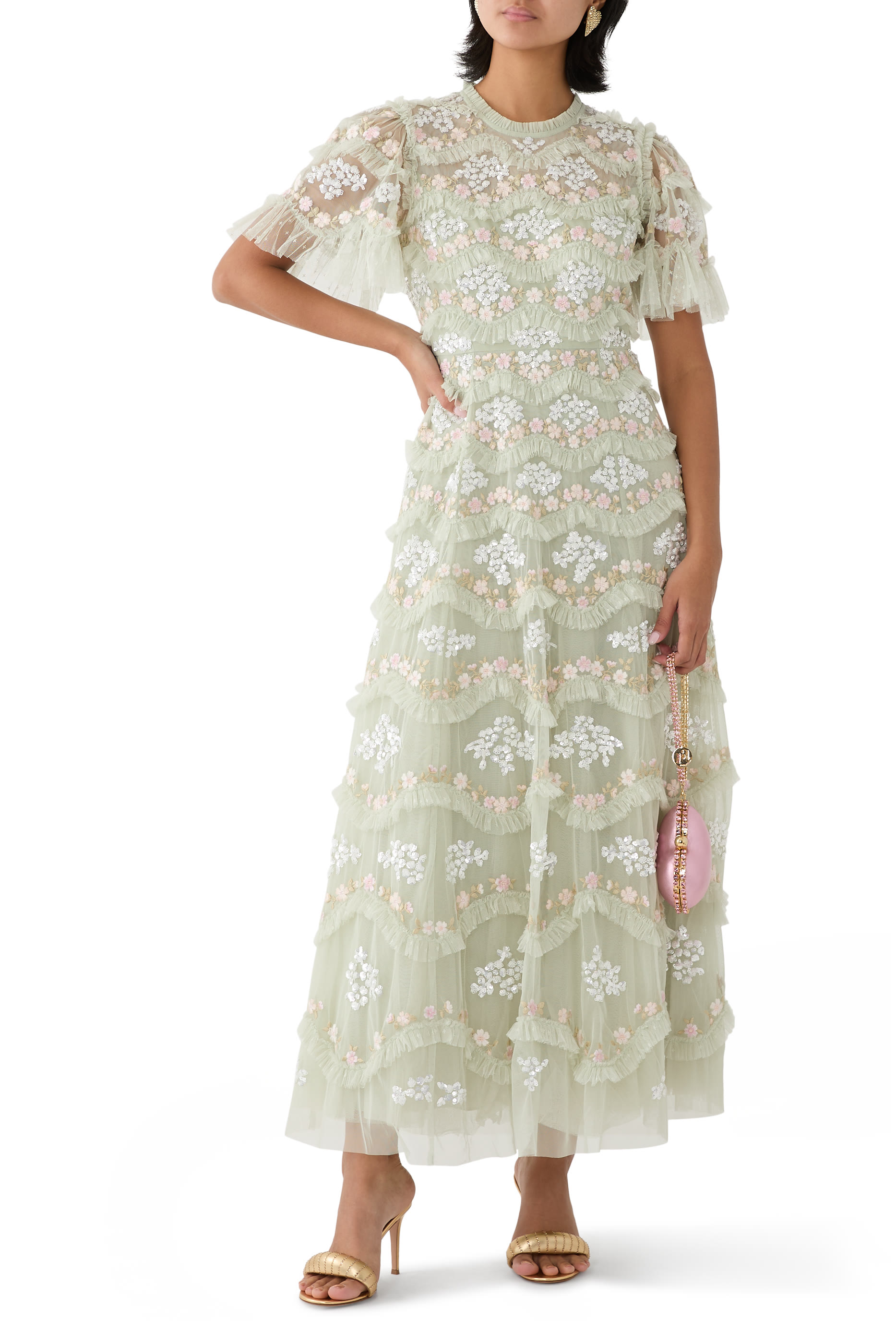 فستان سهرة ديزي بتصميم متموج بطول الكاحل