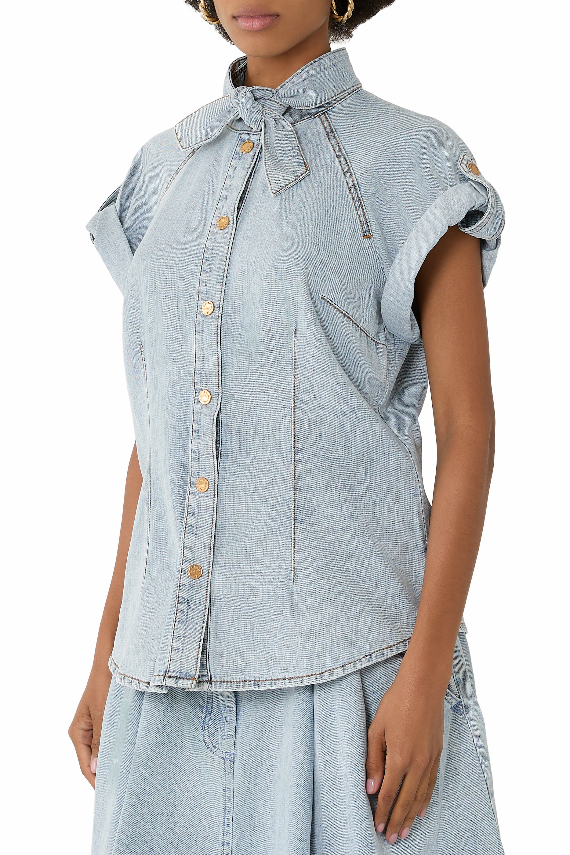 قميص بربطة عنق دنيم