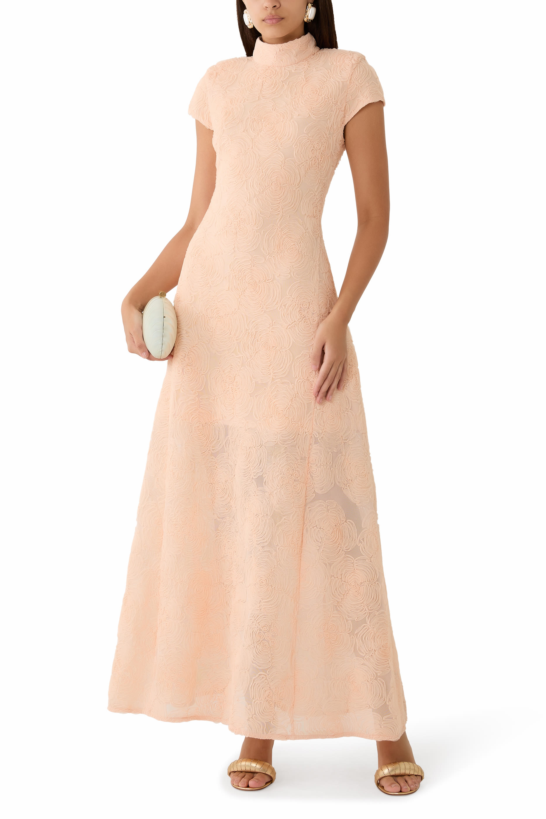 فستان طويل قماش شبكي