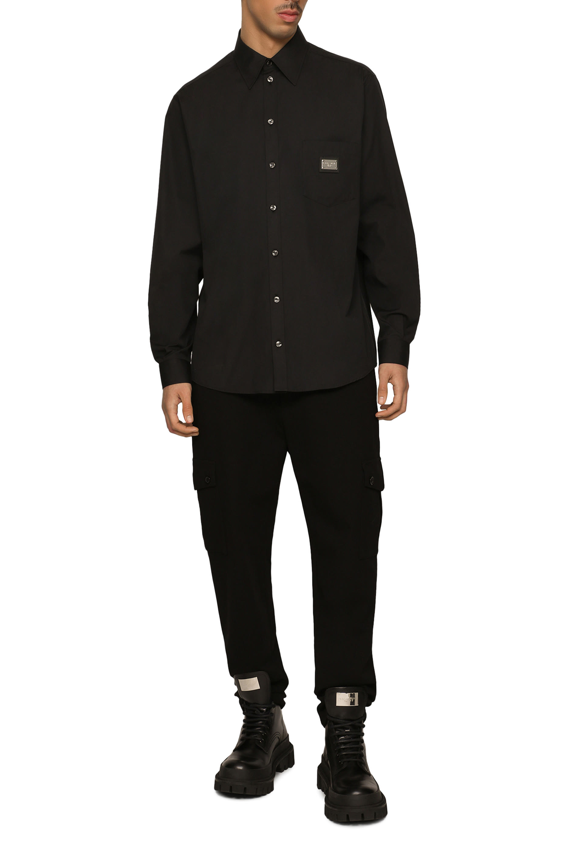 قميص برقعة شعار الماركة قطن